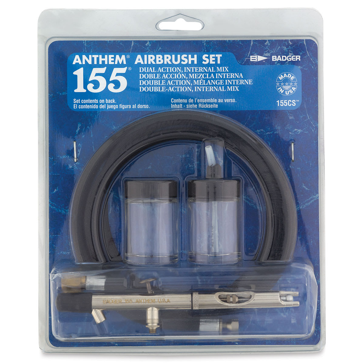 Badger Anthem 155 Double Action Airbrush - Front of Blister pack of Airbrush Set with 4' Air Hose