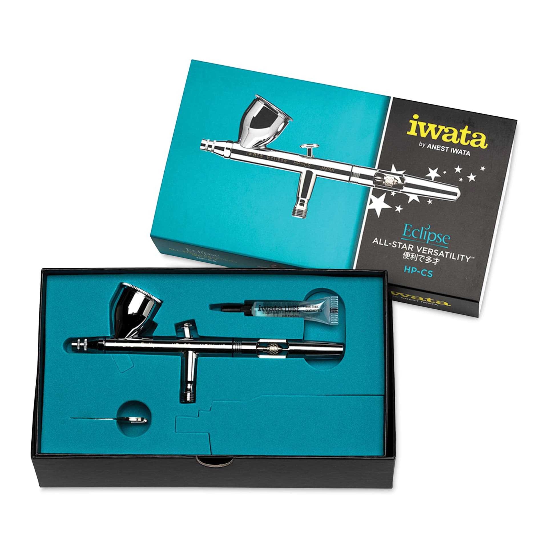 Iwata Eclipse Series Airbrush - HP-CS (In package with lid next to airbrush)