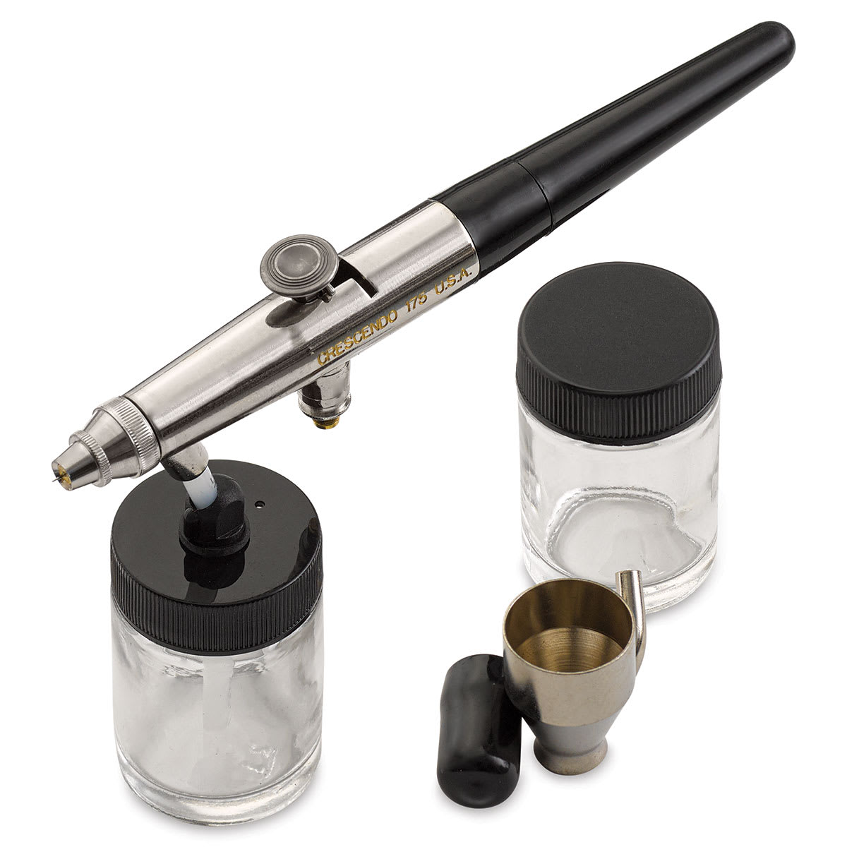 Badger Crescendo 175 Double Action Airbrush - Components of Fine Tip Set shown
