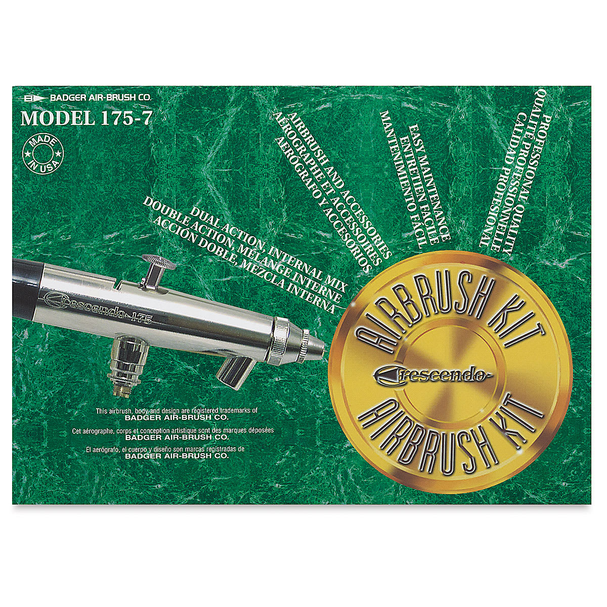 Badger Crescendo 175 Double Action Airbrush - Complete Set, 175-7 (front of box)