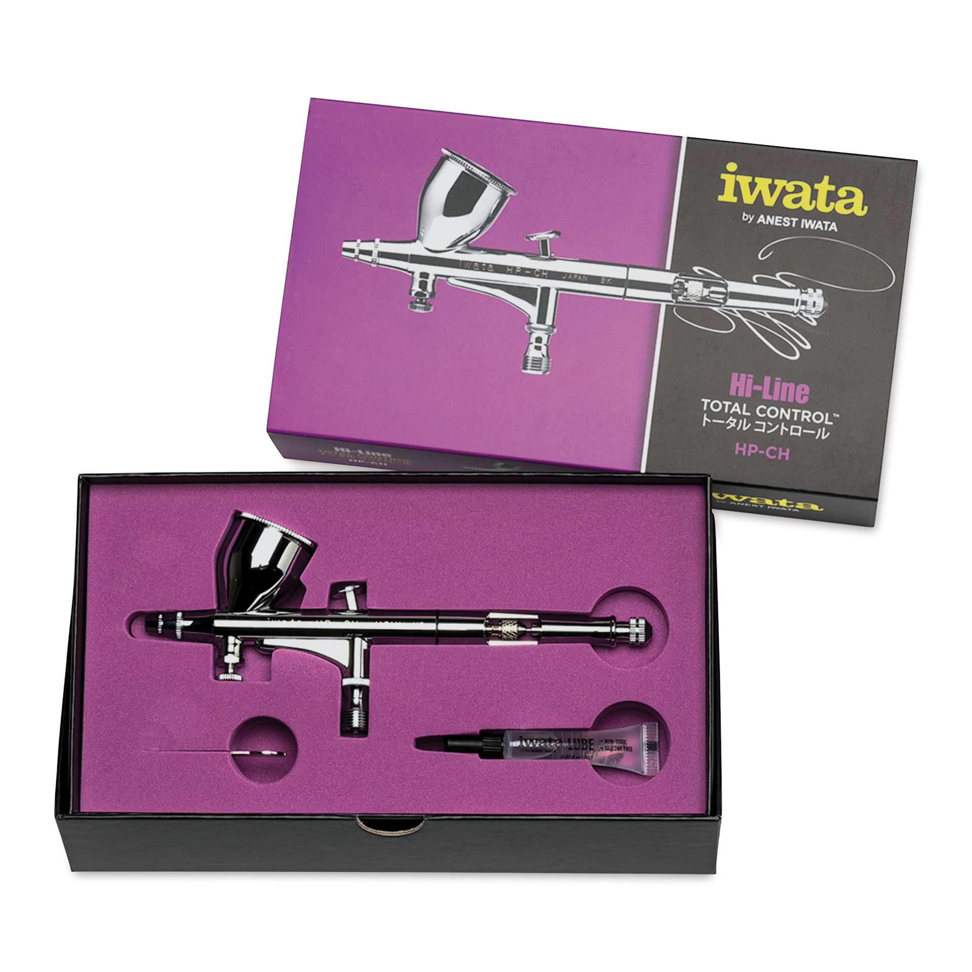 Iwata Hi-Line Airbrush - Side View of HP-CH 1/3 Oz, 0.3mm Nozzle  (In package)