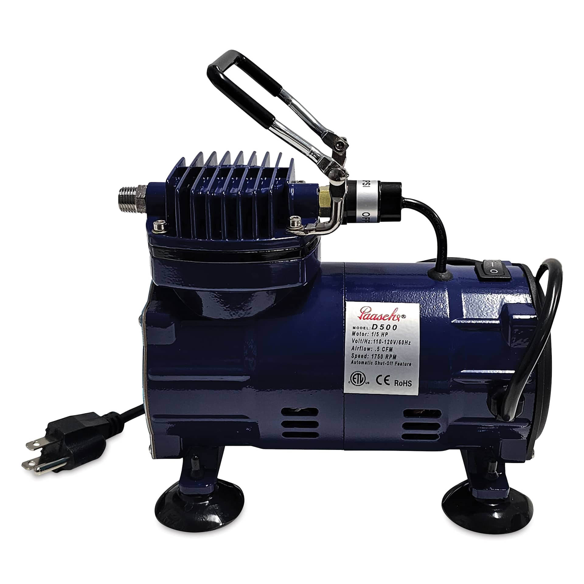 Paasche Air Compressor - 1/5 Horsepower, D500 - side view