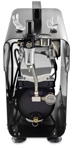 Sparmax TC620 Compressor - front view showing air pressure gauge and hoses