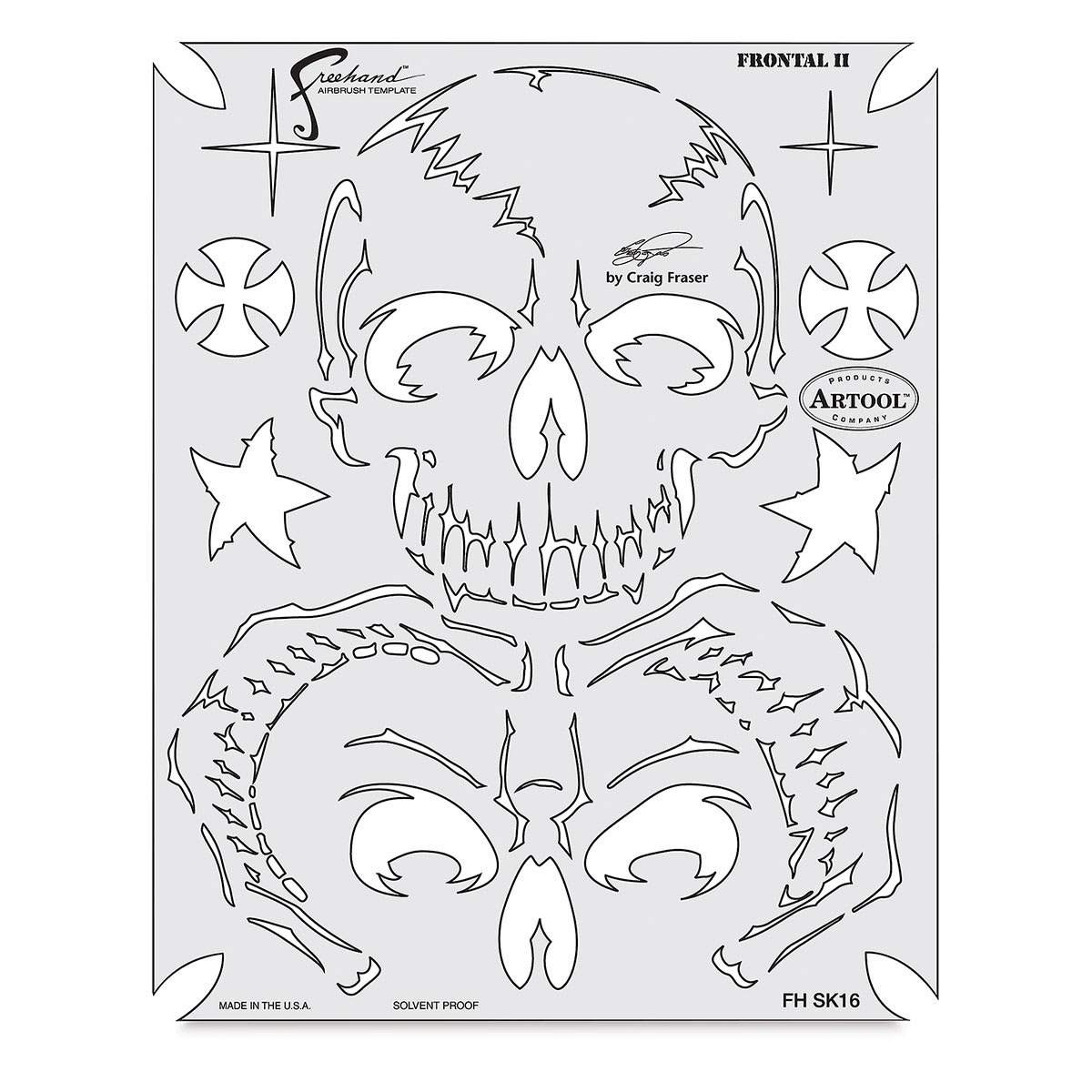 Iwata Artool Freehand Template - Set of 4, Return of Skull Master - large skull template