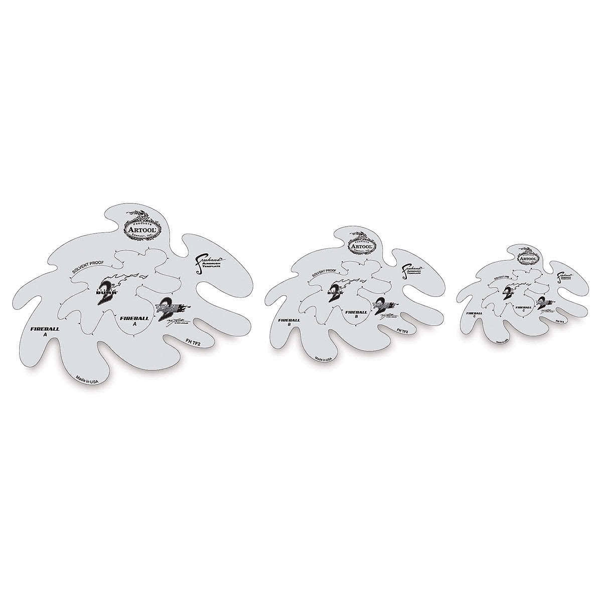 True Fire Freehand Templates - Set of 3 5" x 7" True Fire Mini Templates