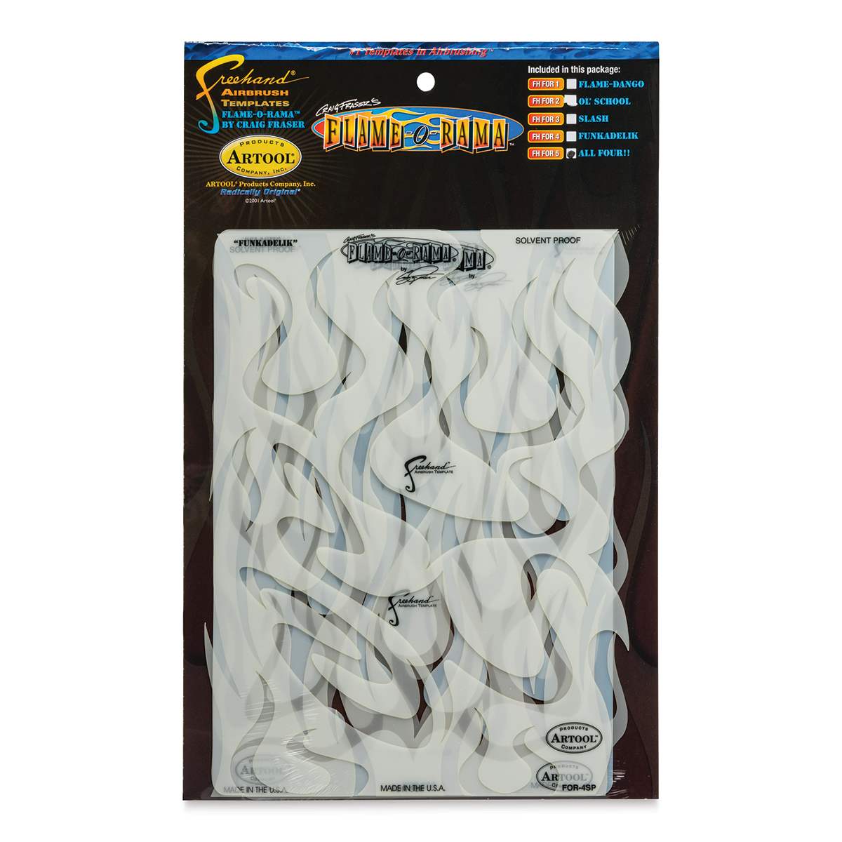 Iwata Artool Freehand Template - Set of 4, Flame-O-Rama - front of packaging