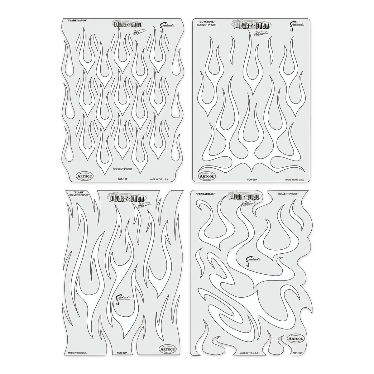 Iwata Artool Freehand Template - Set of 4, Flame-O-Rama