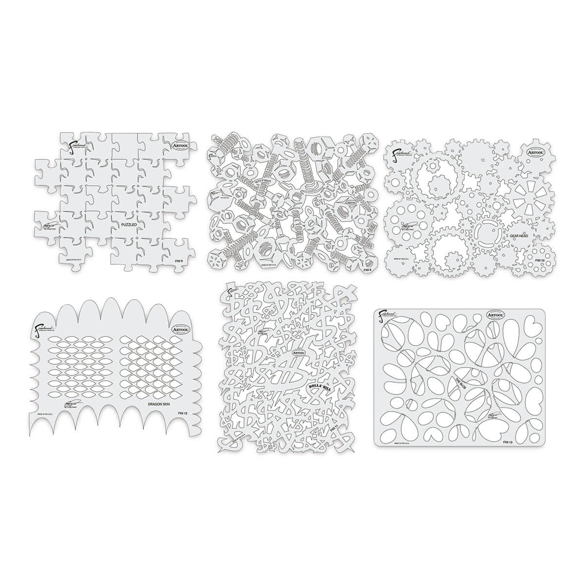 Iwata Artool Freehand Template - Set of 6, Kustom FX II