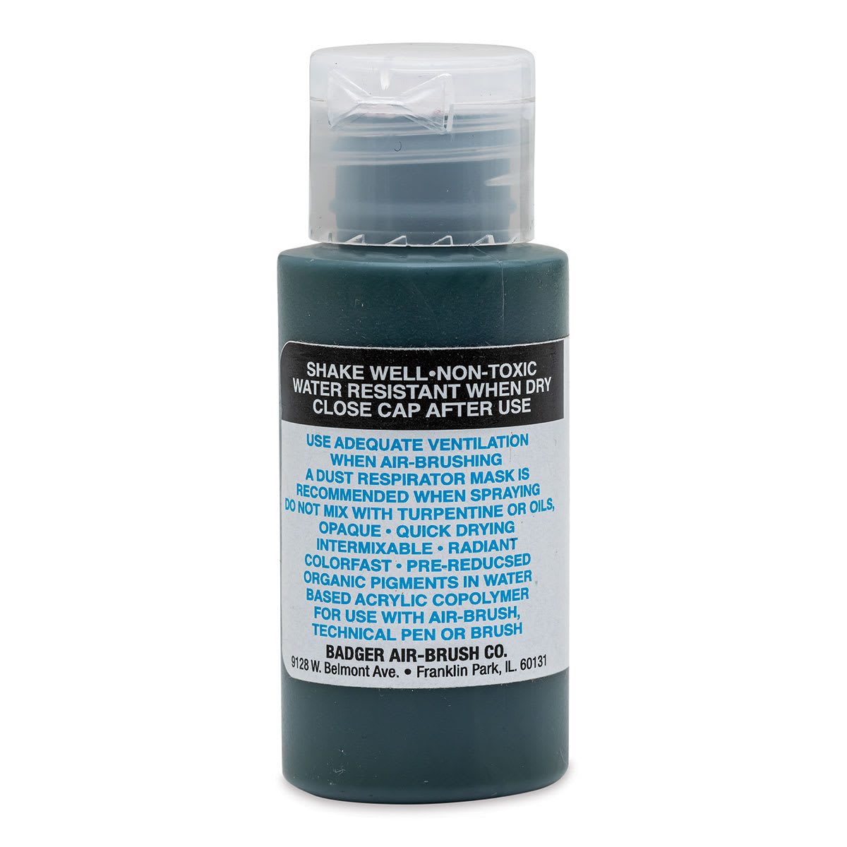 Badger Air-Opaque Airbrush Color - 1 oz, Chromium Oxide Green - back