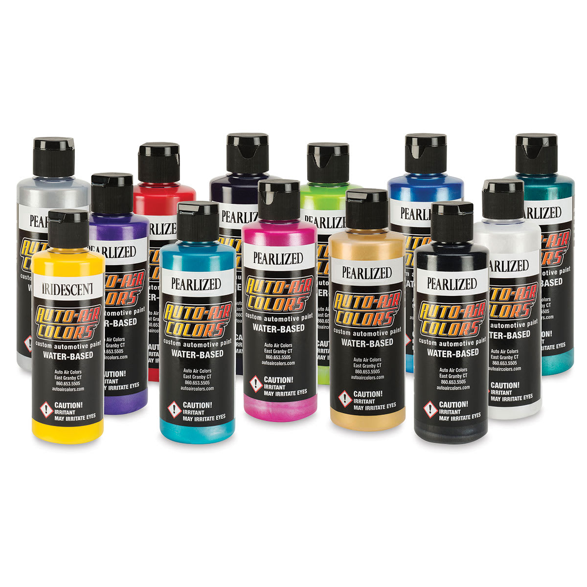 Createx Auto Air Metallic Colors Series 4300 - Several colors shown in group
