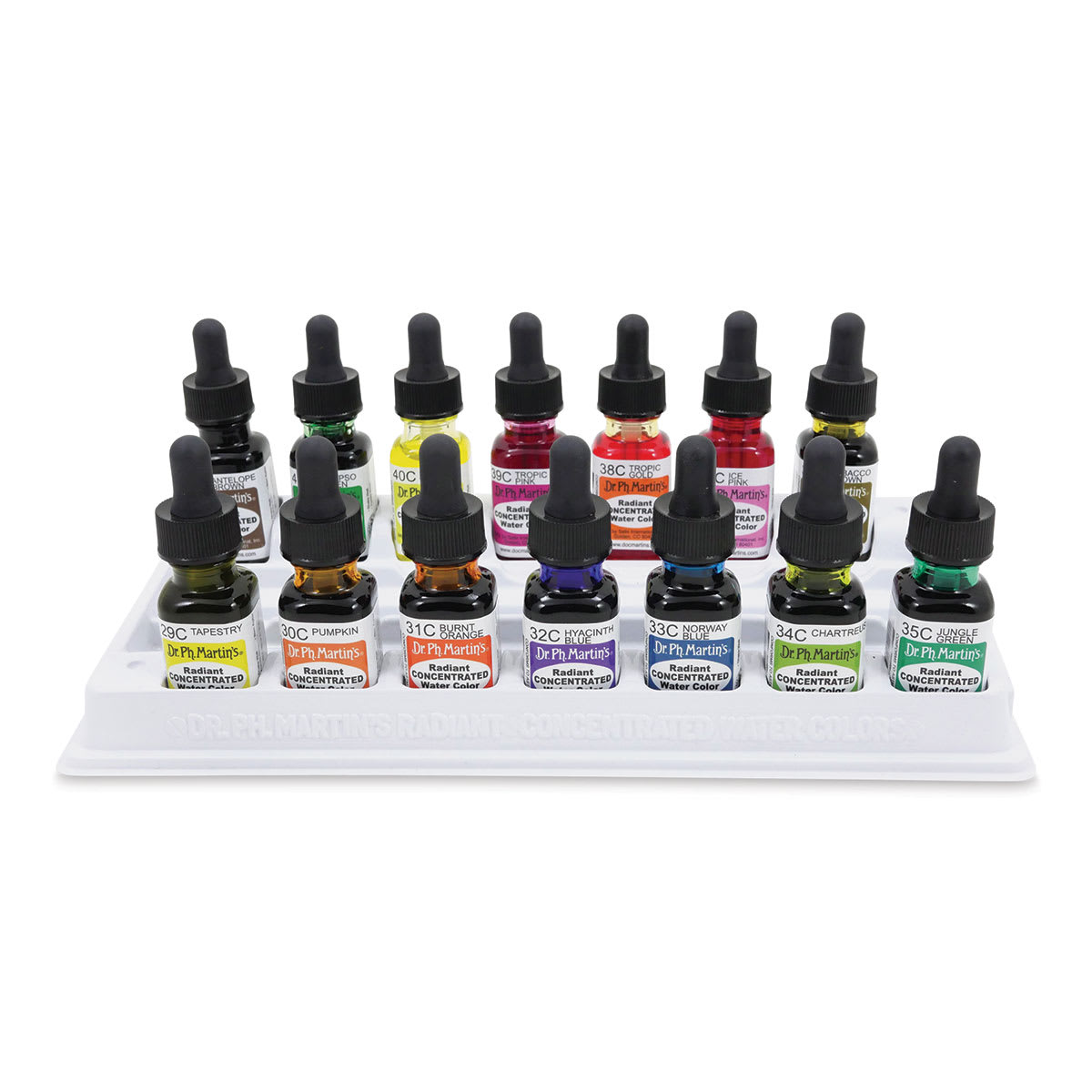 Dr. Ph. Martin's Radiant Concentrated Watercolor Set - 1/2 oz, Set of 14, Assorted, Set C - out of packaging