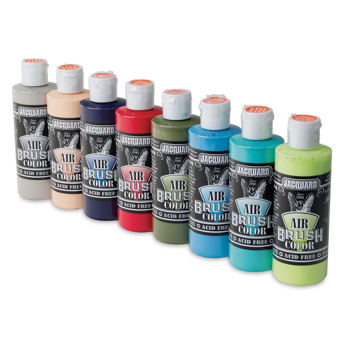 Jacquard Airbrush Paints - 8 colors shown in row