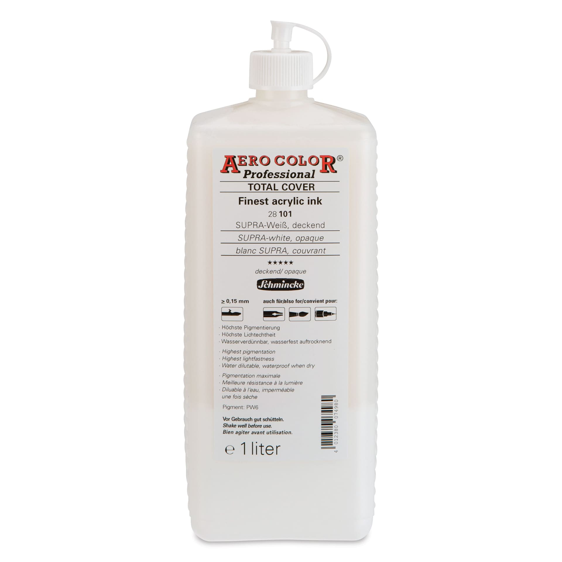 Schmincke Aero Color Professional Airbrush Color - 1 L, Supra-White Opaque