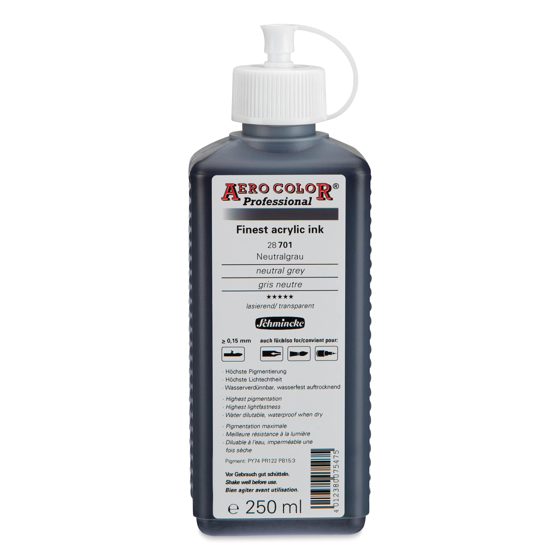 Schmincke Aero Color Professional Airbrush Color - 250 ml, Neutral Gray