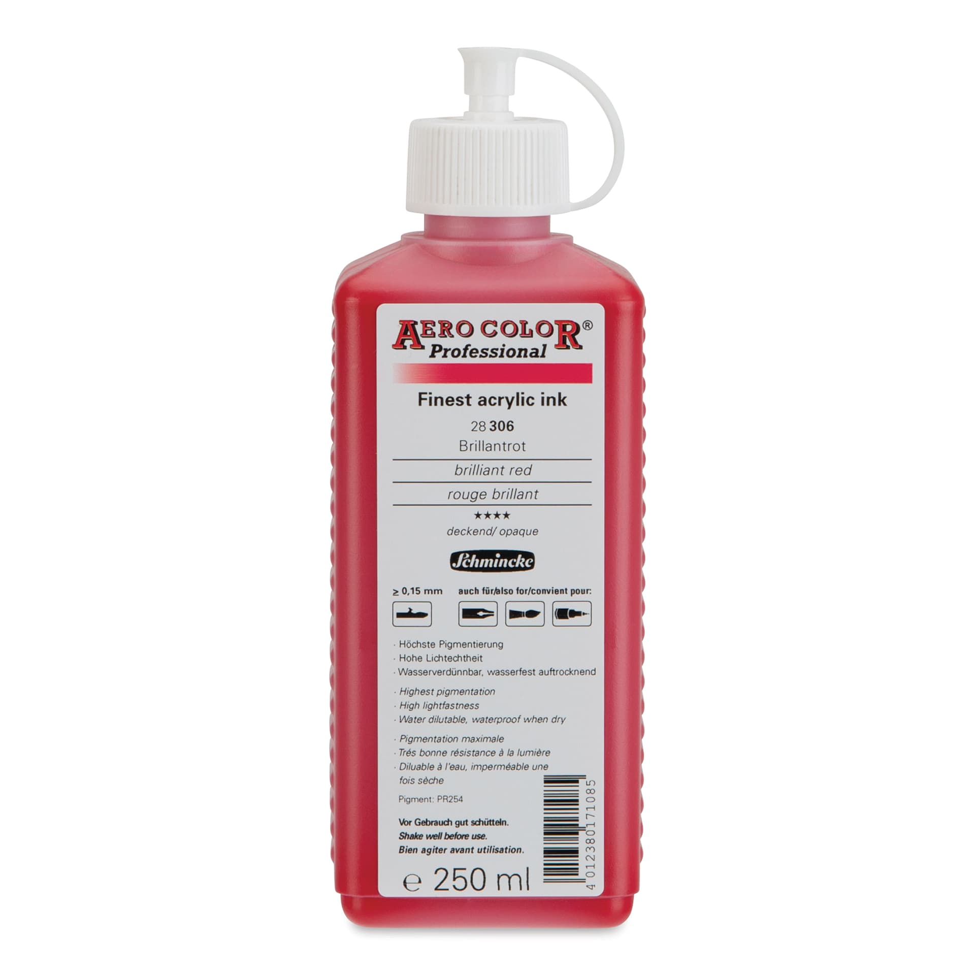 Schmincke Aero Color Professional Airbrush Color - 250 ml, Brilliant Red