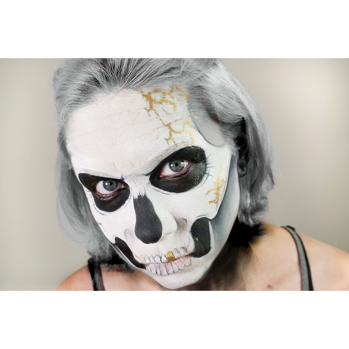 Graftobian Halloween Makeup Kit - Model wearing Skull Makeup