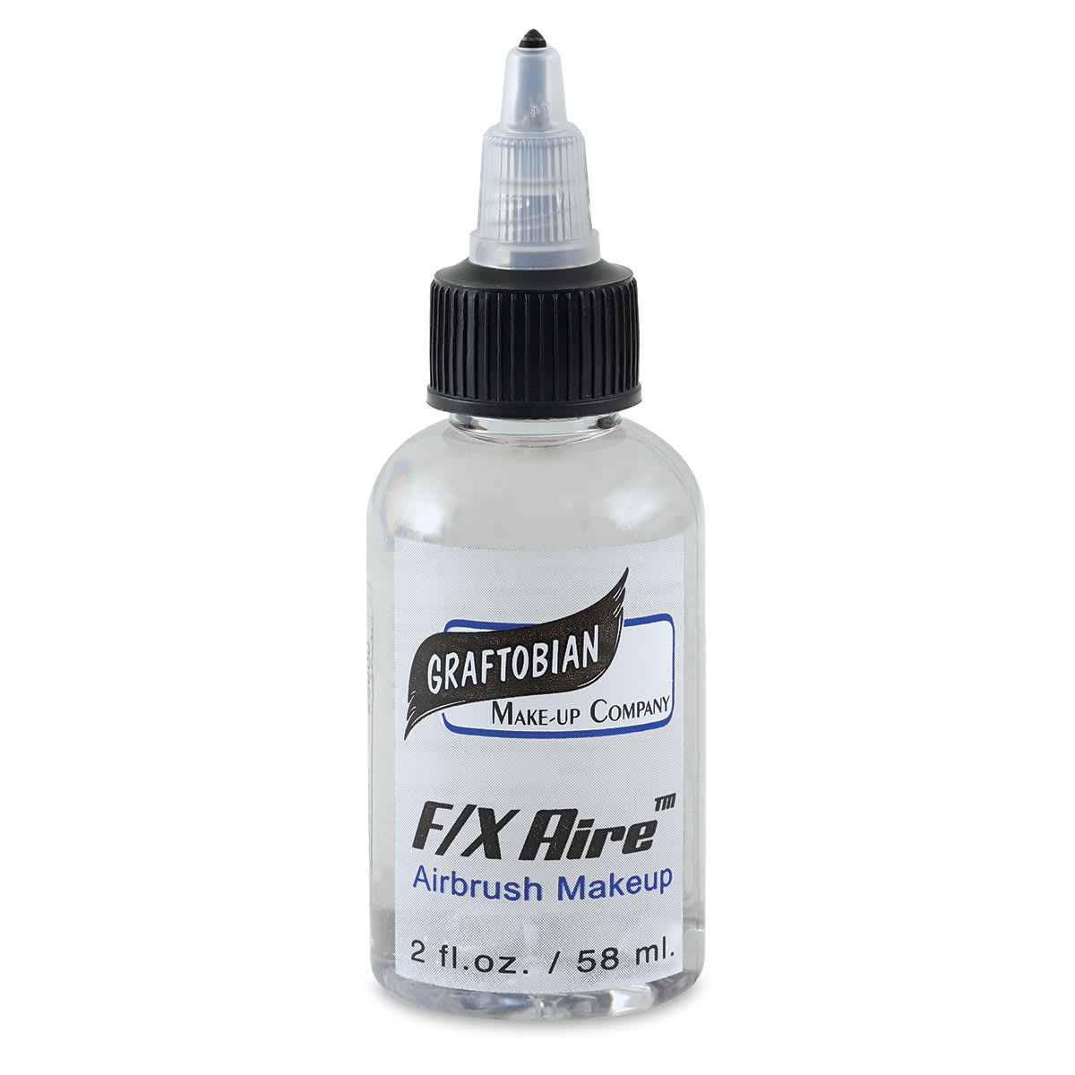 Graftobian F/X Aire Airbrush Face and Body Makeup - Front of 2 oz bottle of Clear Diluting Fluid