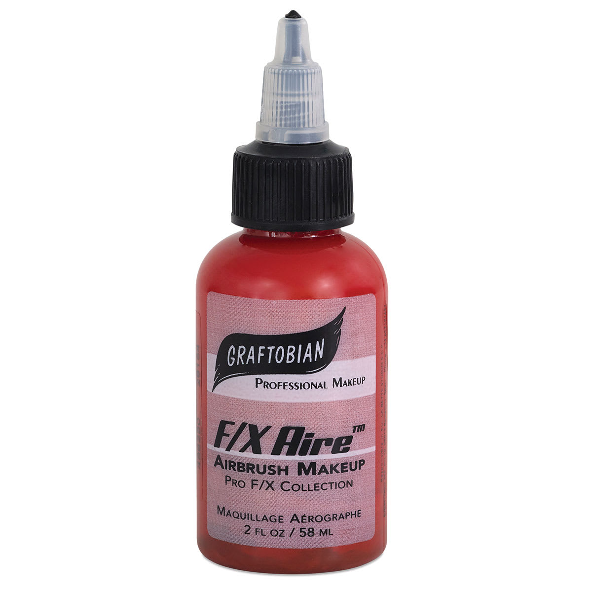 Graftobian F/X Aire Airbrush Face and Body Makeup - Front of 2 oz bottle of Clotted Red