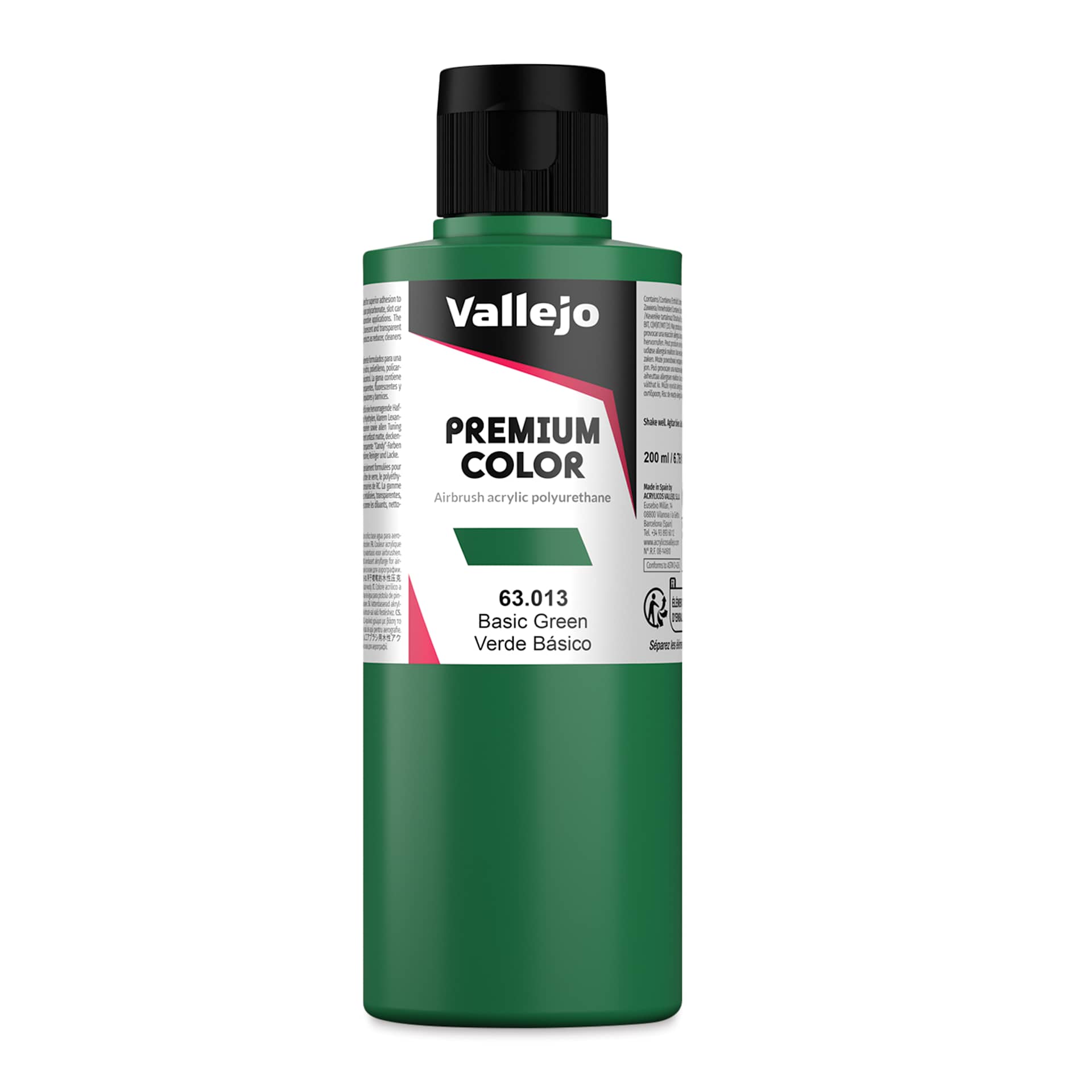 Vallejo Premium Airbrush Colors - 200 ml, Basic Green