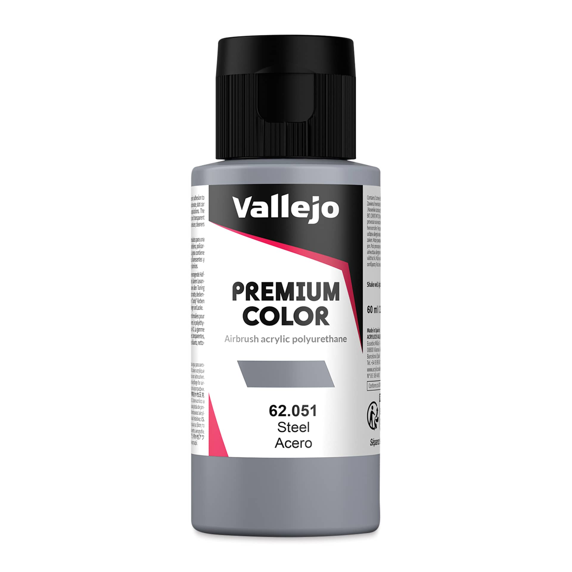 Vallejo Premium Airbrush Colors - 60 ml, Steel