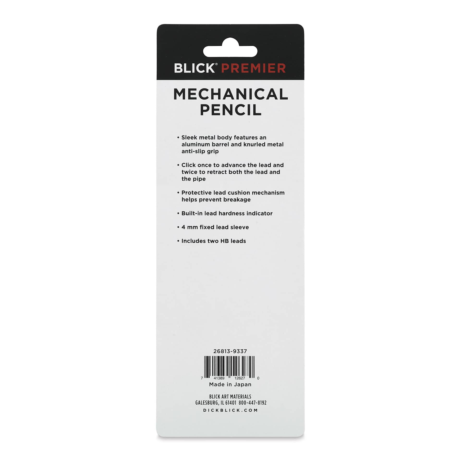 Blick Premier Mechanical Pencil - 0.7 mm (back of package)