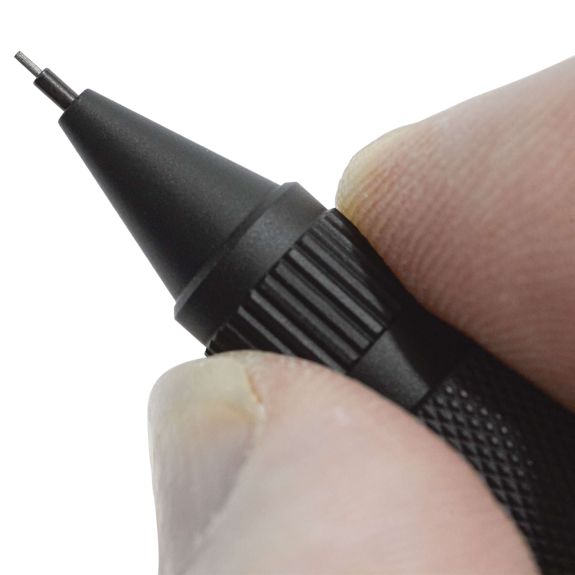 Platinum Pro-Use 171 Mechanical Pencil - Matte Black, 0.3 mm, close-up of end of pencil