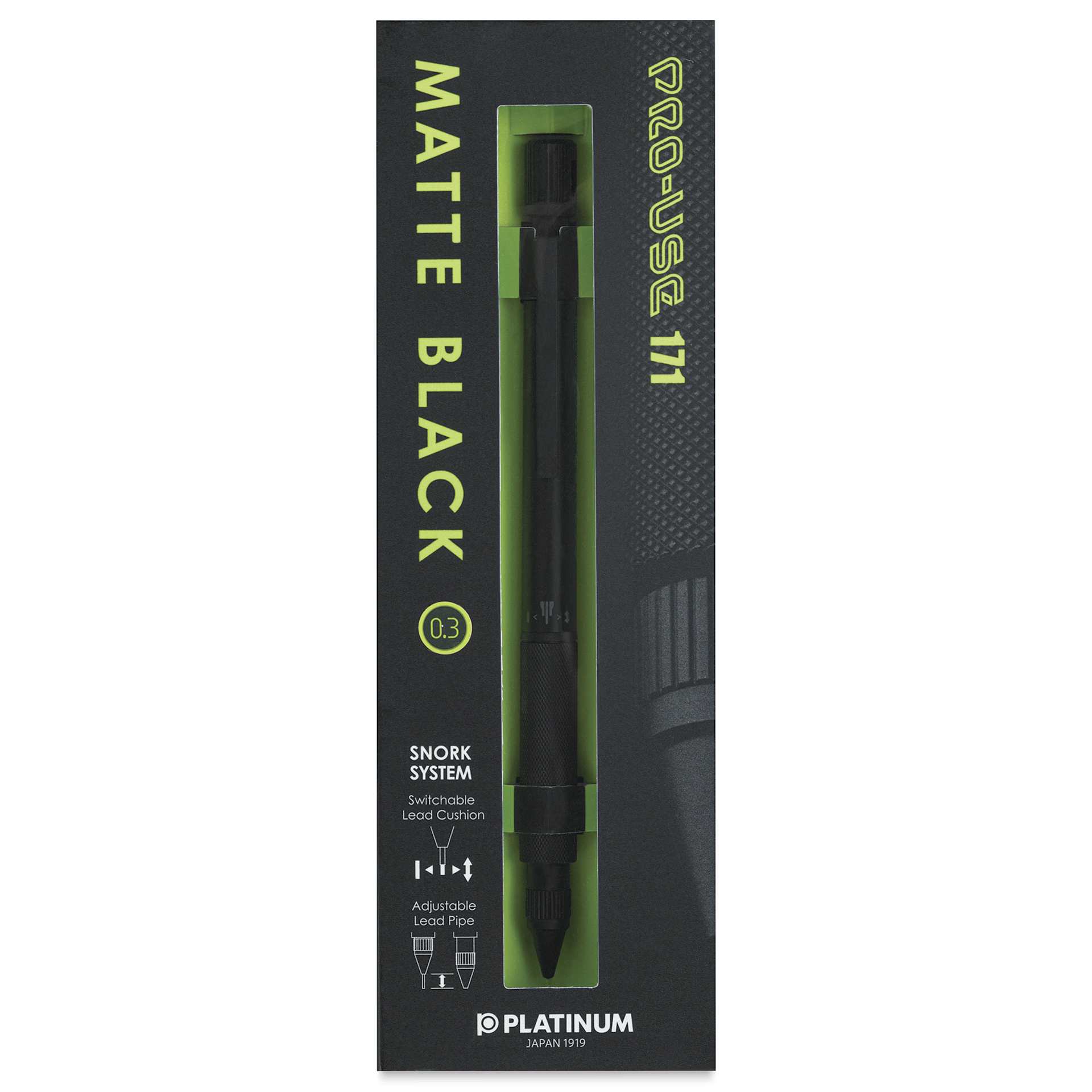 Platinum Pro-Use 171 Mechanical Pencil - Matte Black, 0.3 mm, front of package