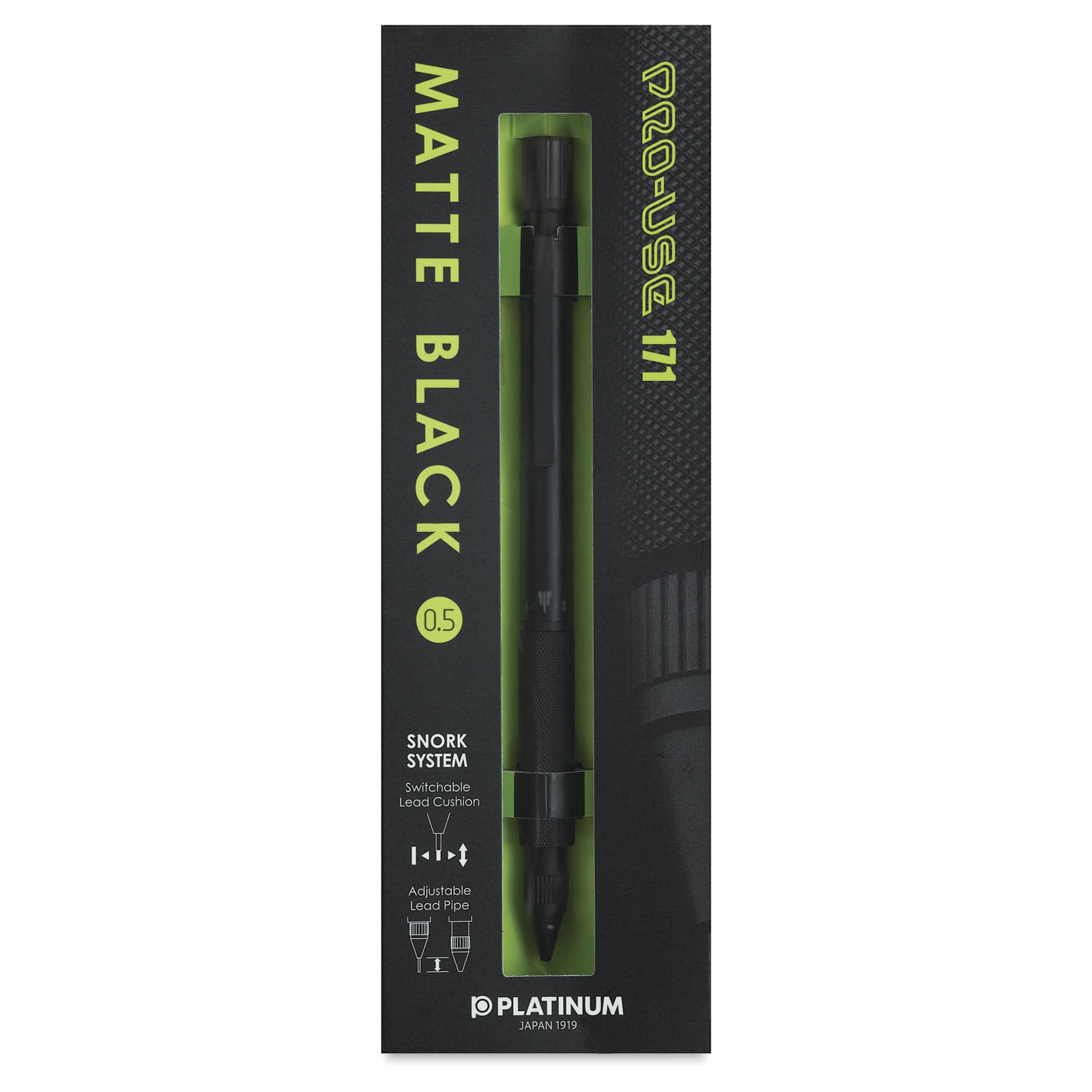 Platinum Pro-Use 171 Mechanical Pencil - Matte Black, 0.5 mm, front of package