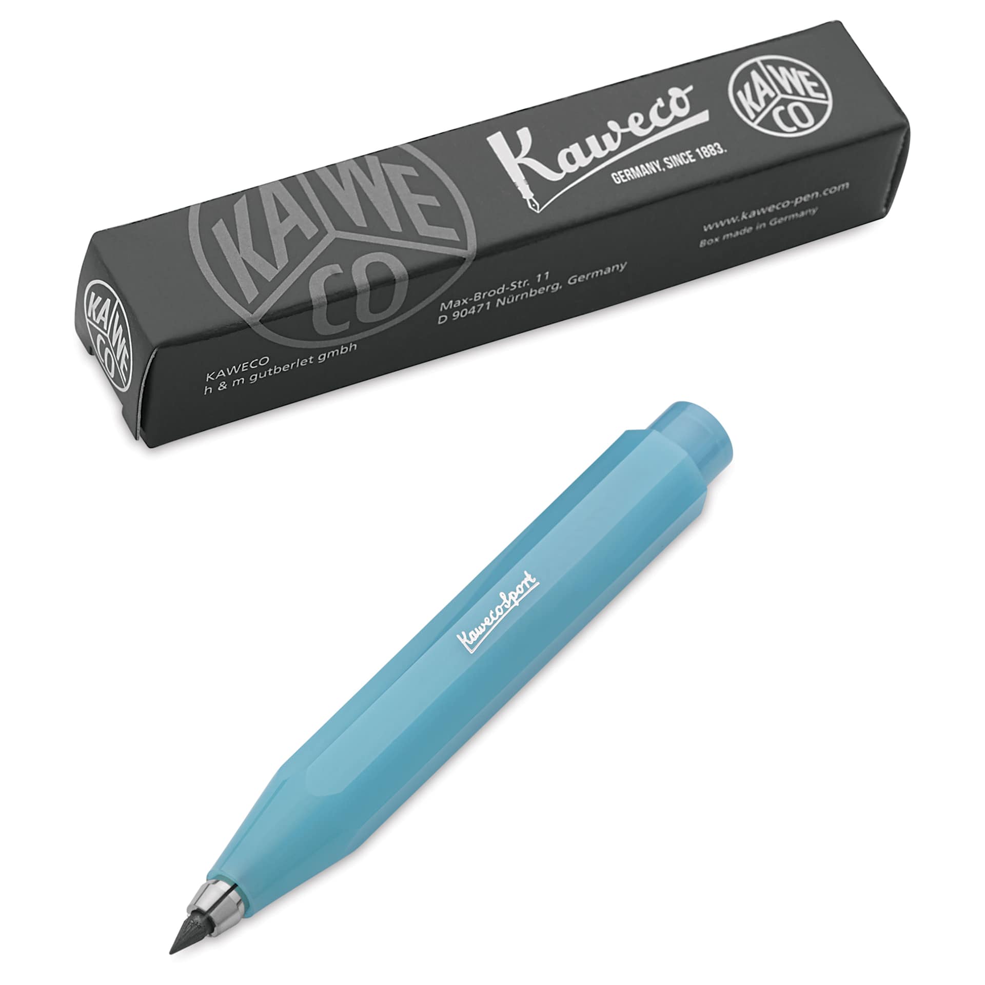 Kaweco Frosted Sport Clutch Pencil - Light Blueberry - pencil and packaging