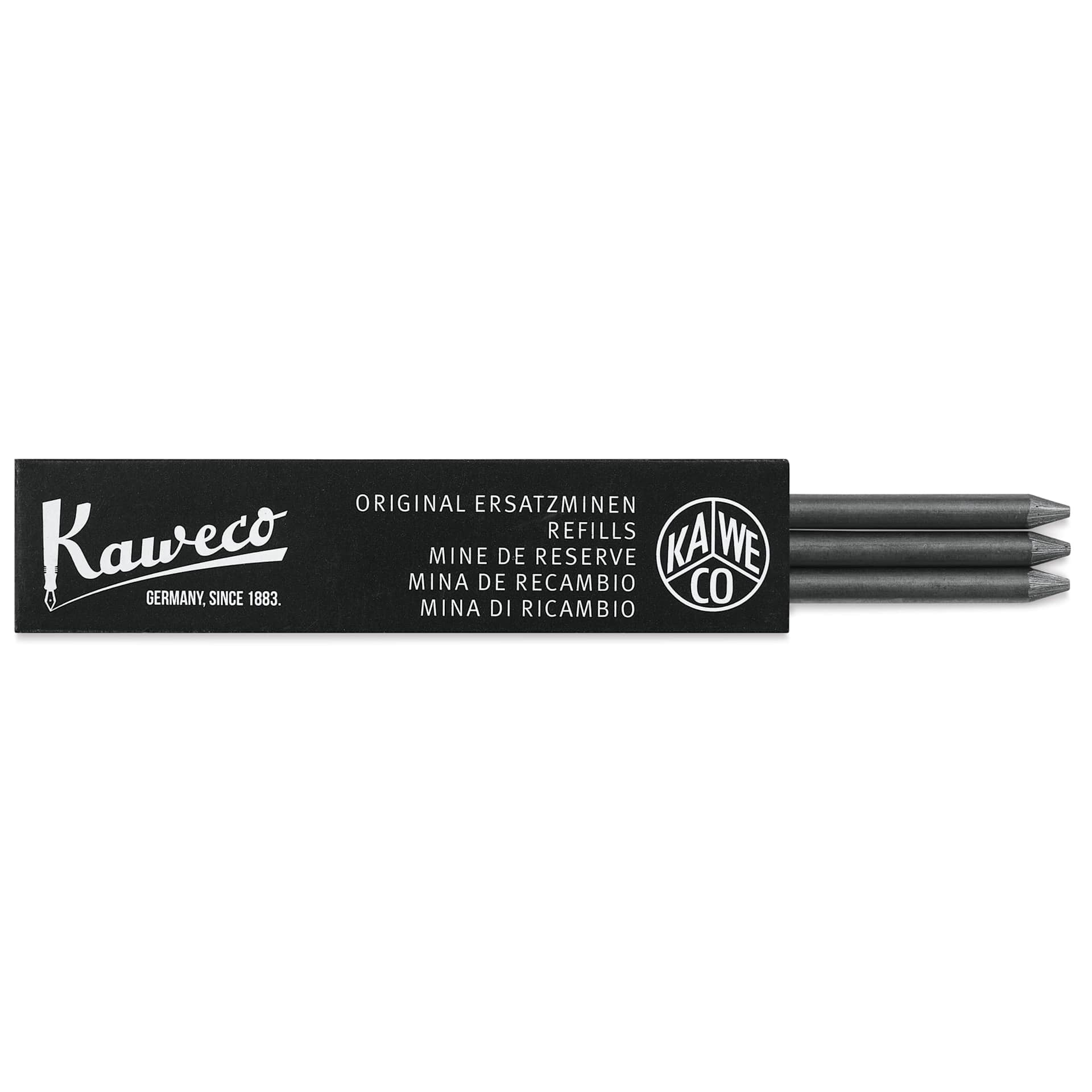 Kaweco Clutch Pencil Graphite Lead Refills - 5.6 mm, 5B, Pkg of 3, leads coming out of the packaging