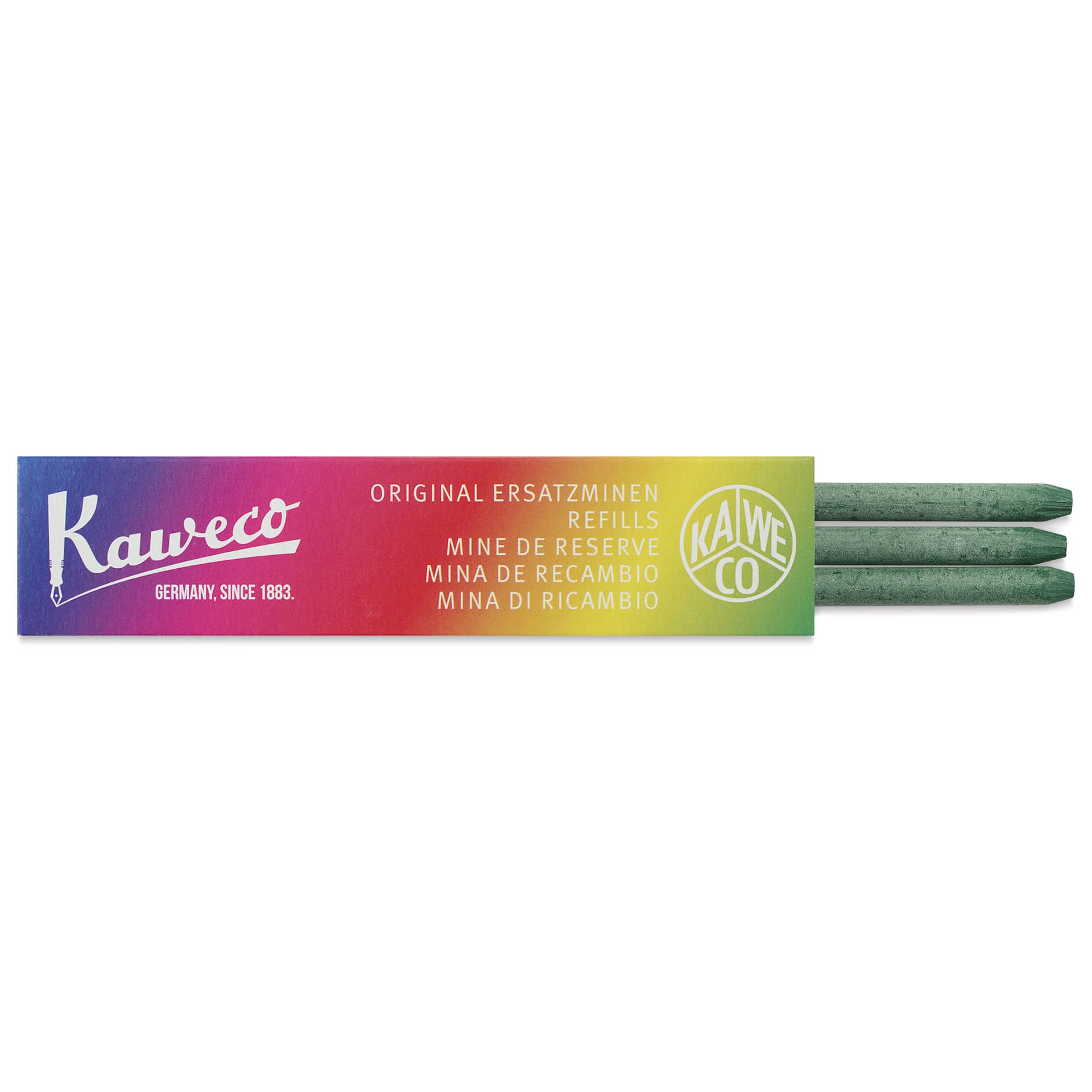 Kaweco Clutch Pencil All Purpose Lead Refills - Green, 5.6 mm, Pkg of 3, leads shown out of pack