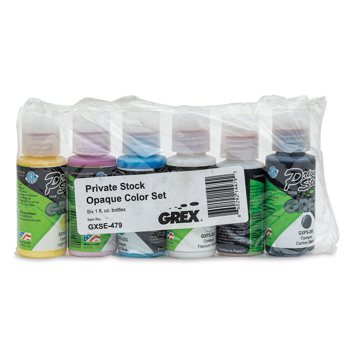 Grex Private Stock Airbrush Base Modifier - Opaque Colors, Set of 6, 1 oz - front of packaging