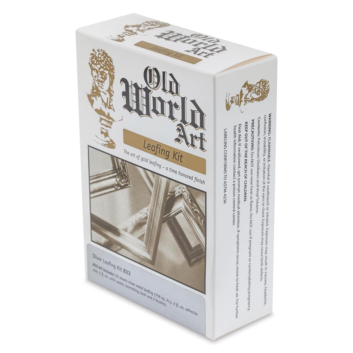 Old World Art Leafing Kit - Silver Leaf - front angled view, right side