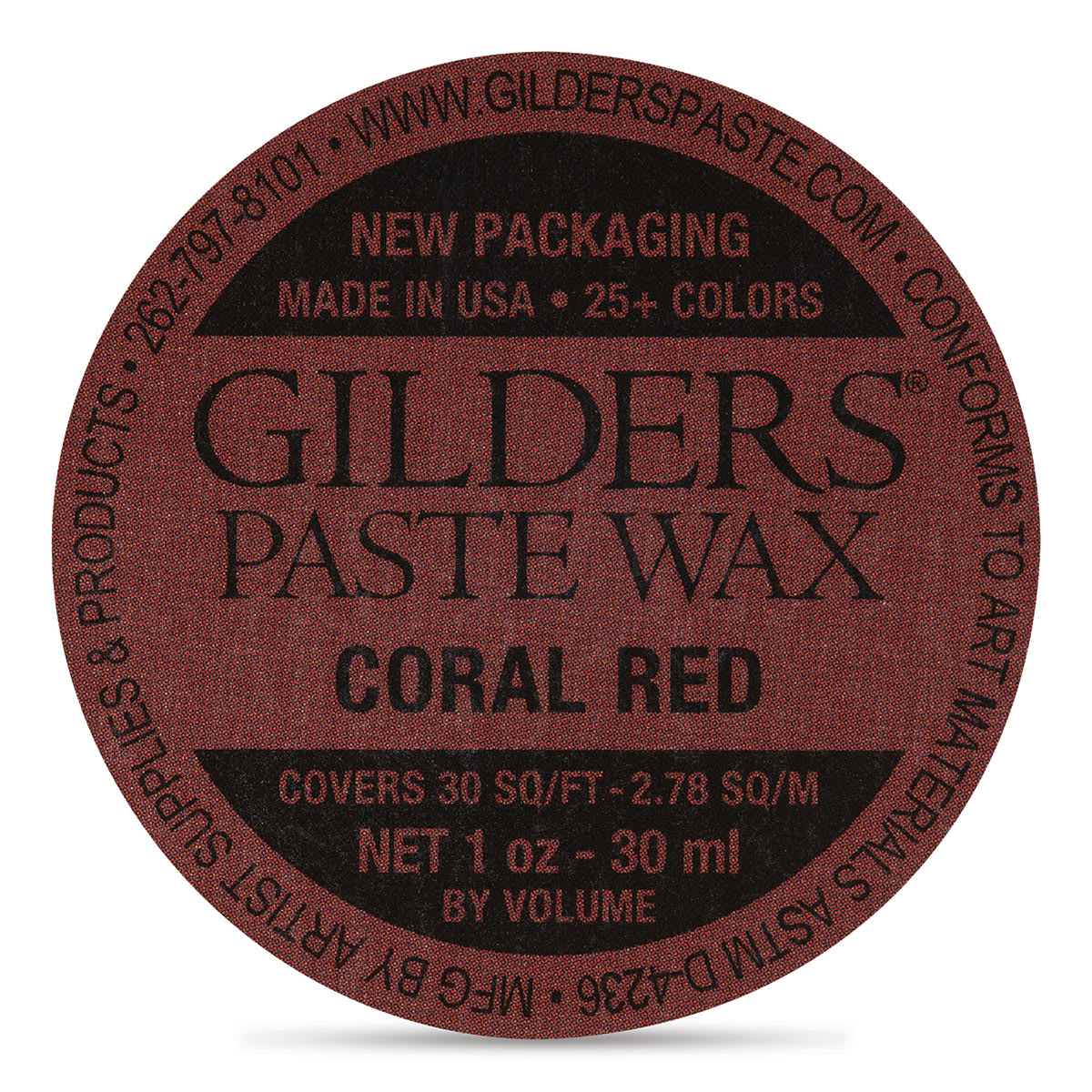 Gilders Paste Wax - 30 ml, Coral Red - out of packaging
