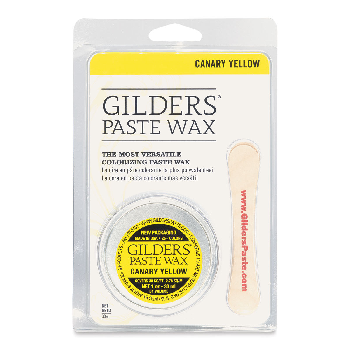 Gilders Paste Wax - 30 ml, Canary Yellow - front of packaging