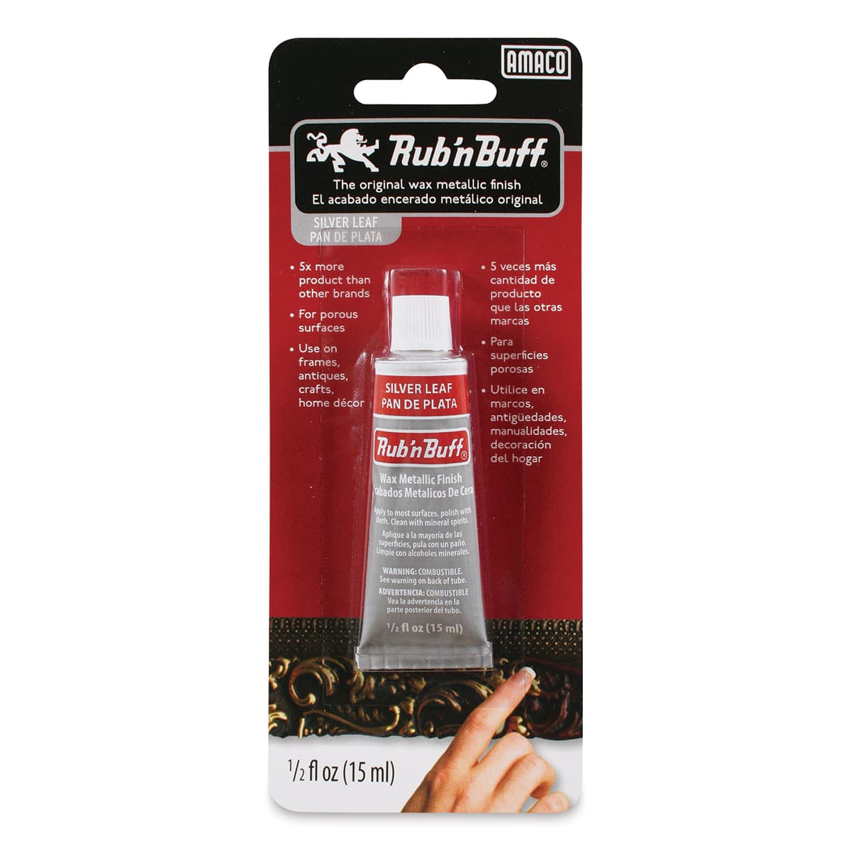 Amaco Rub 'n Buff Metallic Finish - 1/2 oz, Silver Leaf - front of packaging