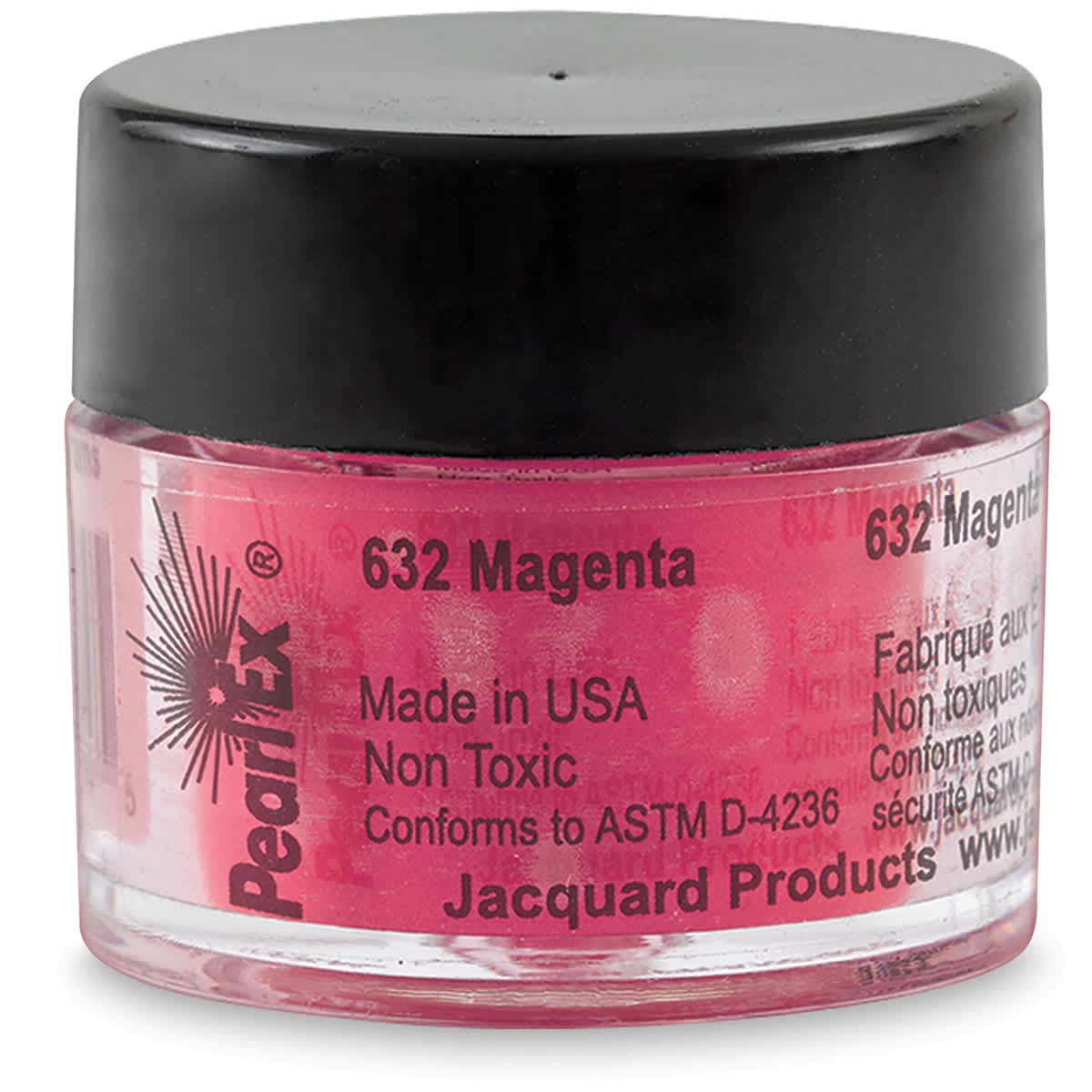 Jacquard Pearl-Ex Pigment - Front of .1 oz Magenta Jar shown