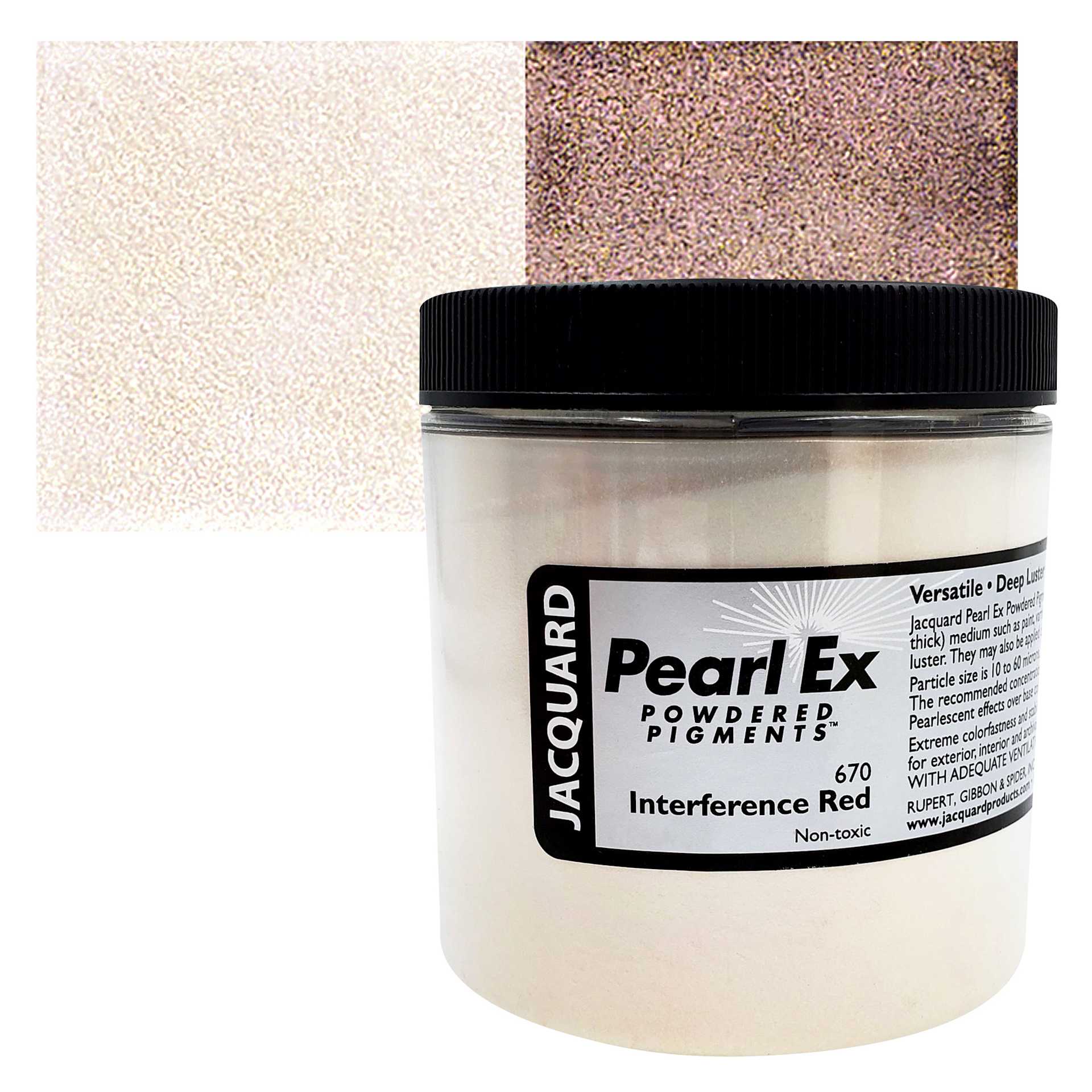 Jacquard Pearl-Ex Pigment - 4 oz, Interference Red, Jar and swatch