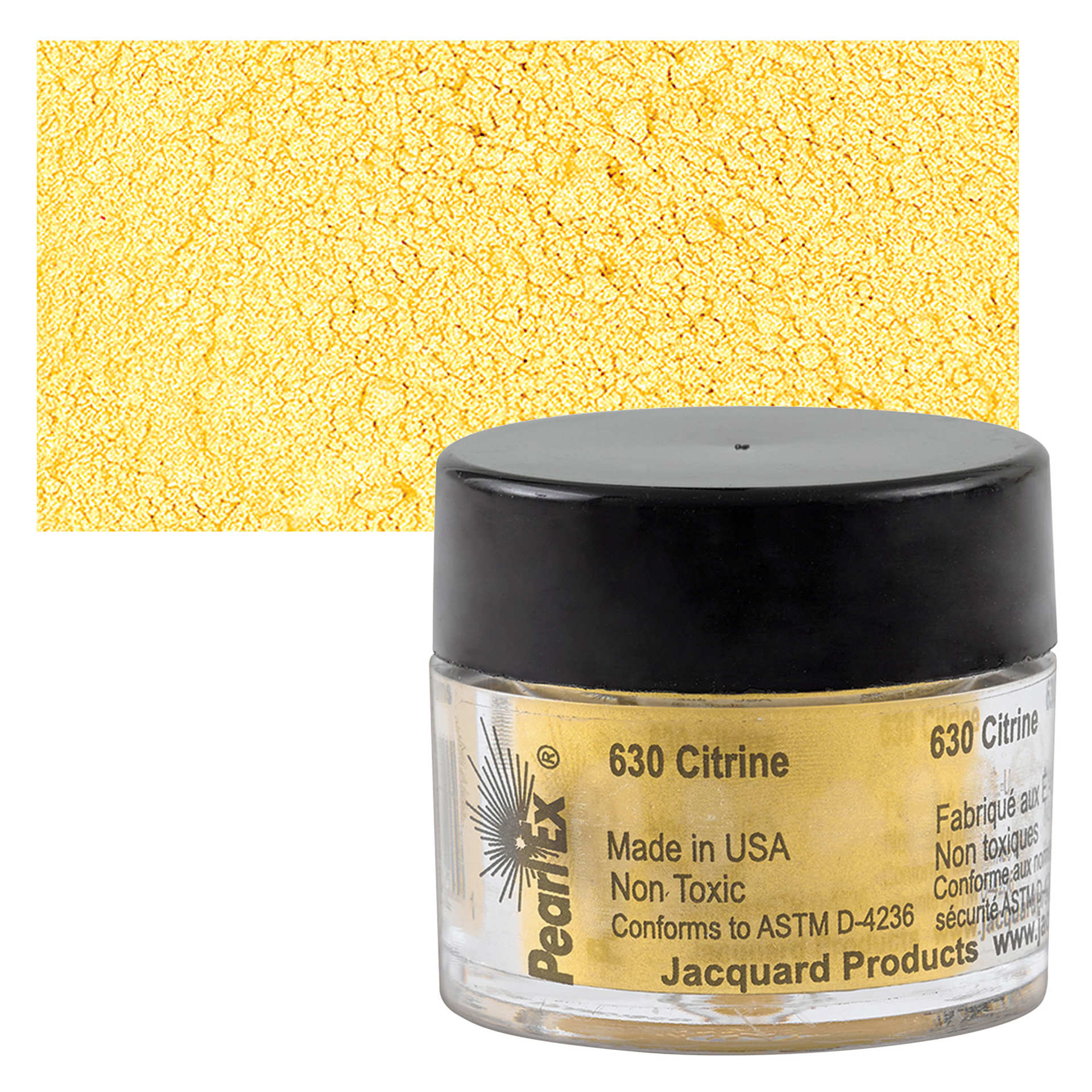Jacquard Pearl-Ex Pigment - 0.1 oz, Citrine jar and swatch