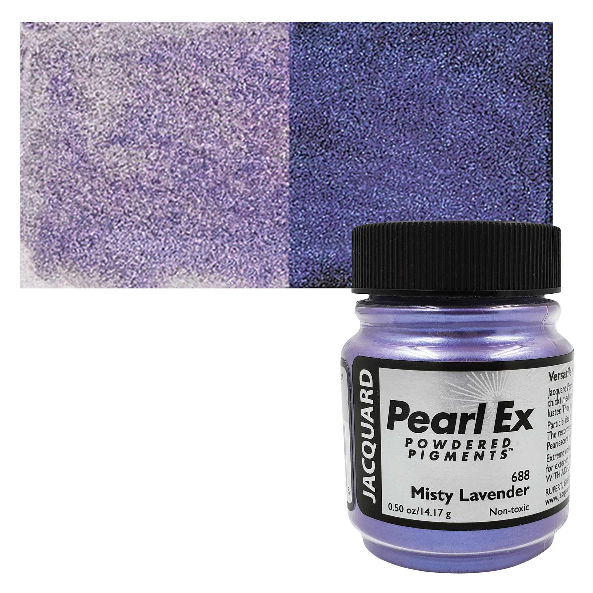Jacquard Pearl-Ex Pigment - 0.50 oz, Misty Lavender jar and swatch