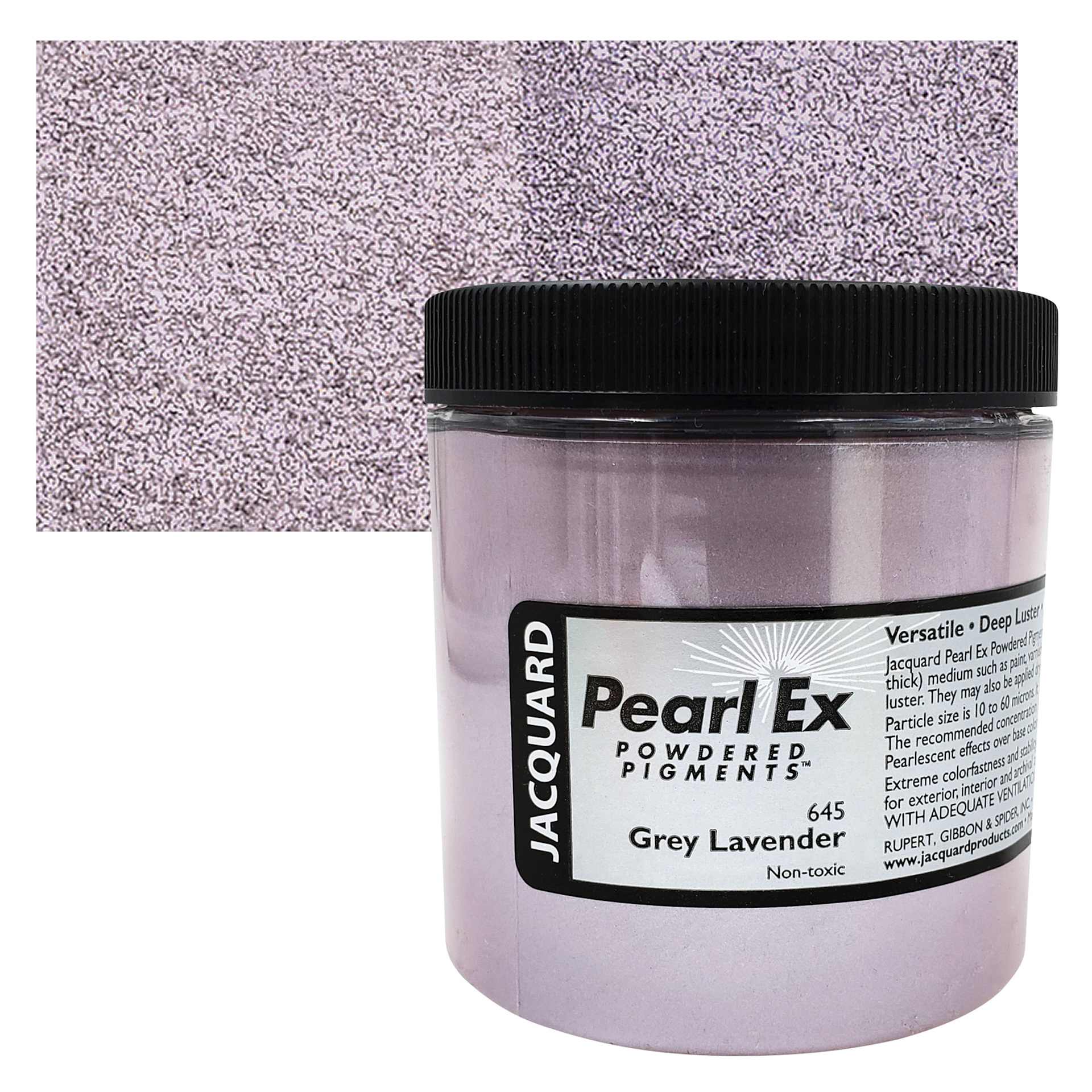 Jacquard Pearl-Ex Pigment - 4 oz, Grey Lavender, Jar and swatch