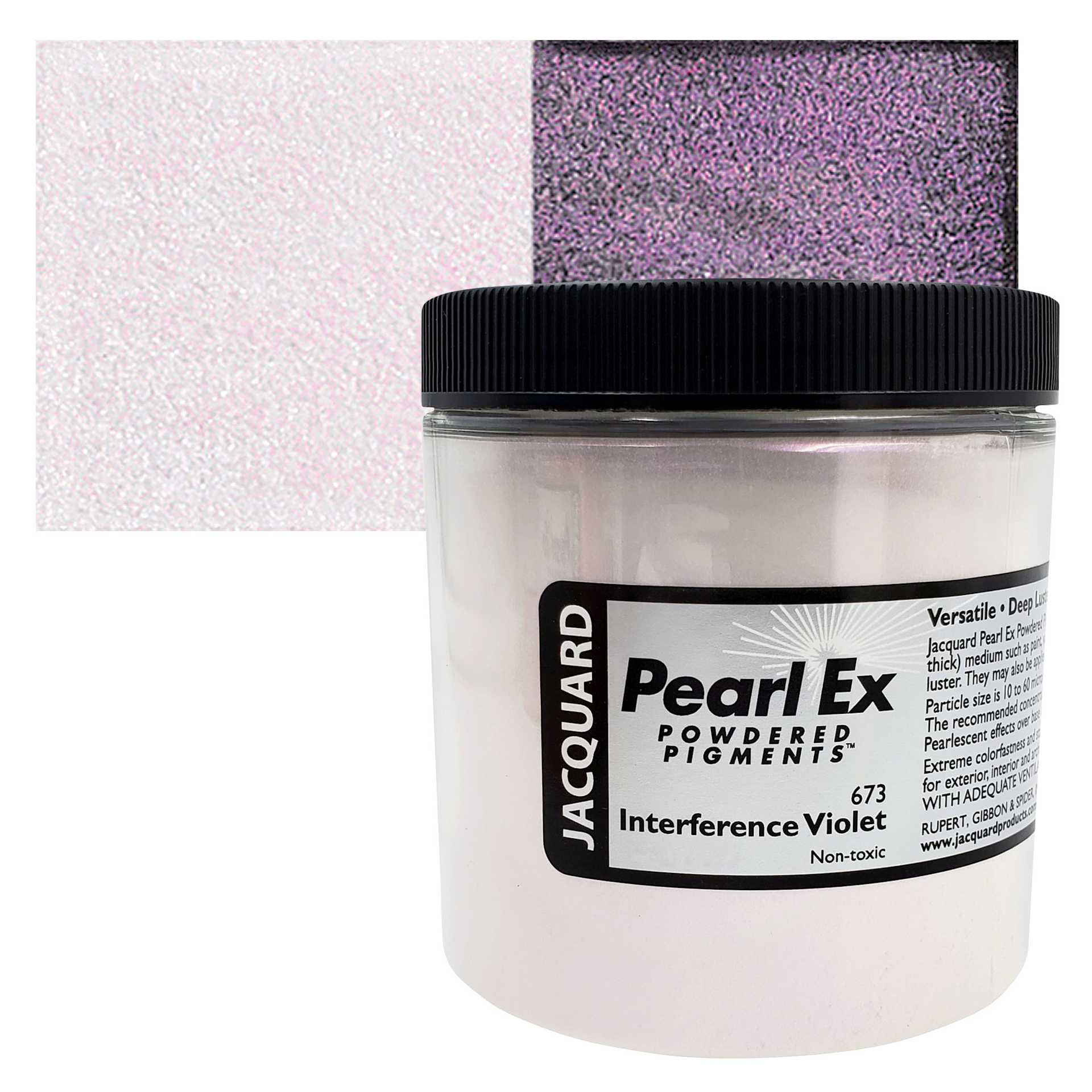 Jacquard Pearl-Ex Pigment - 4 oz, Interference Violet, Jar and swatch
