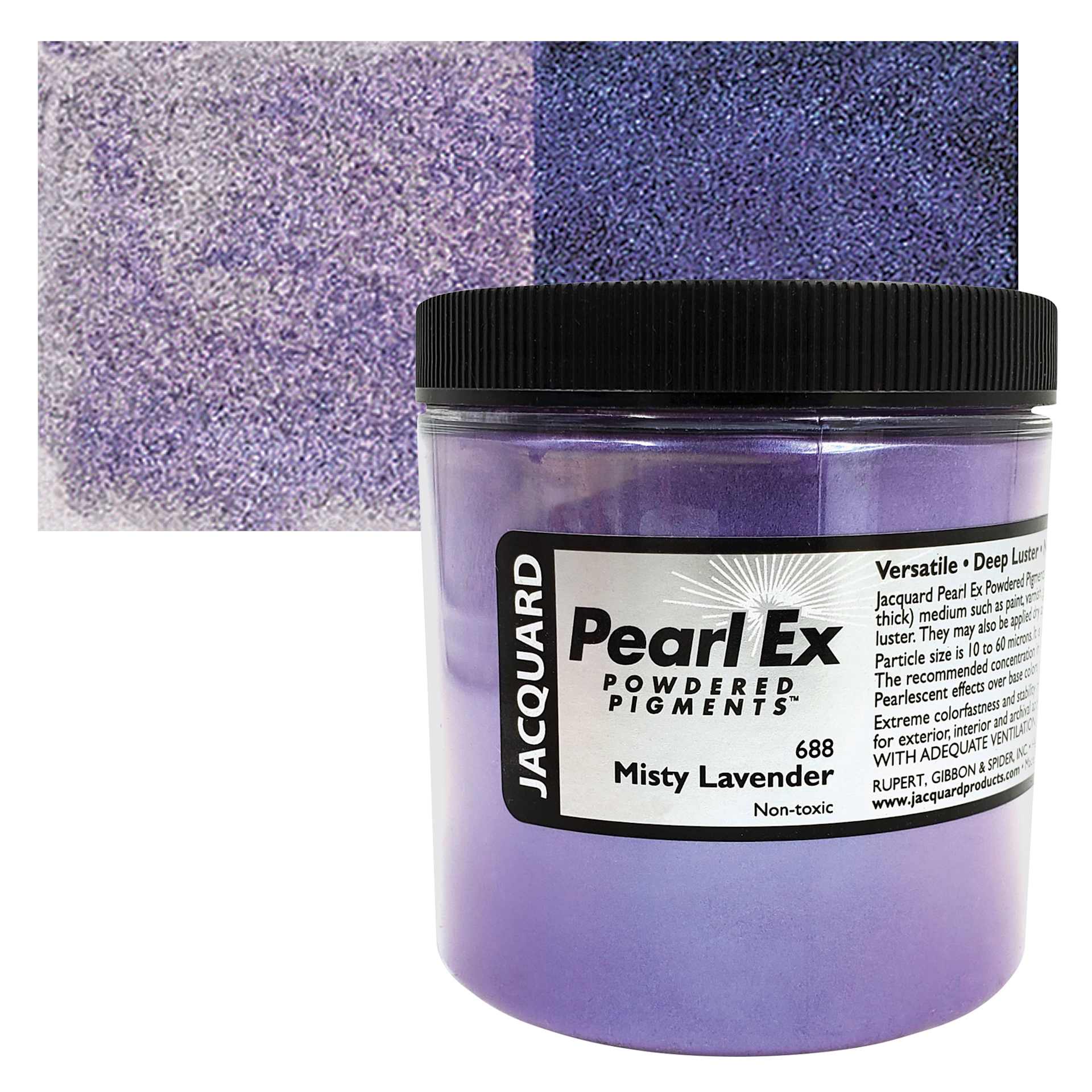 Jacquard Pearl-Ex Pigment - 4 oz, Misty Lavender, Jar and swatch