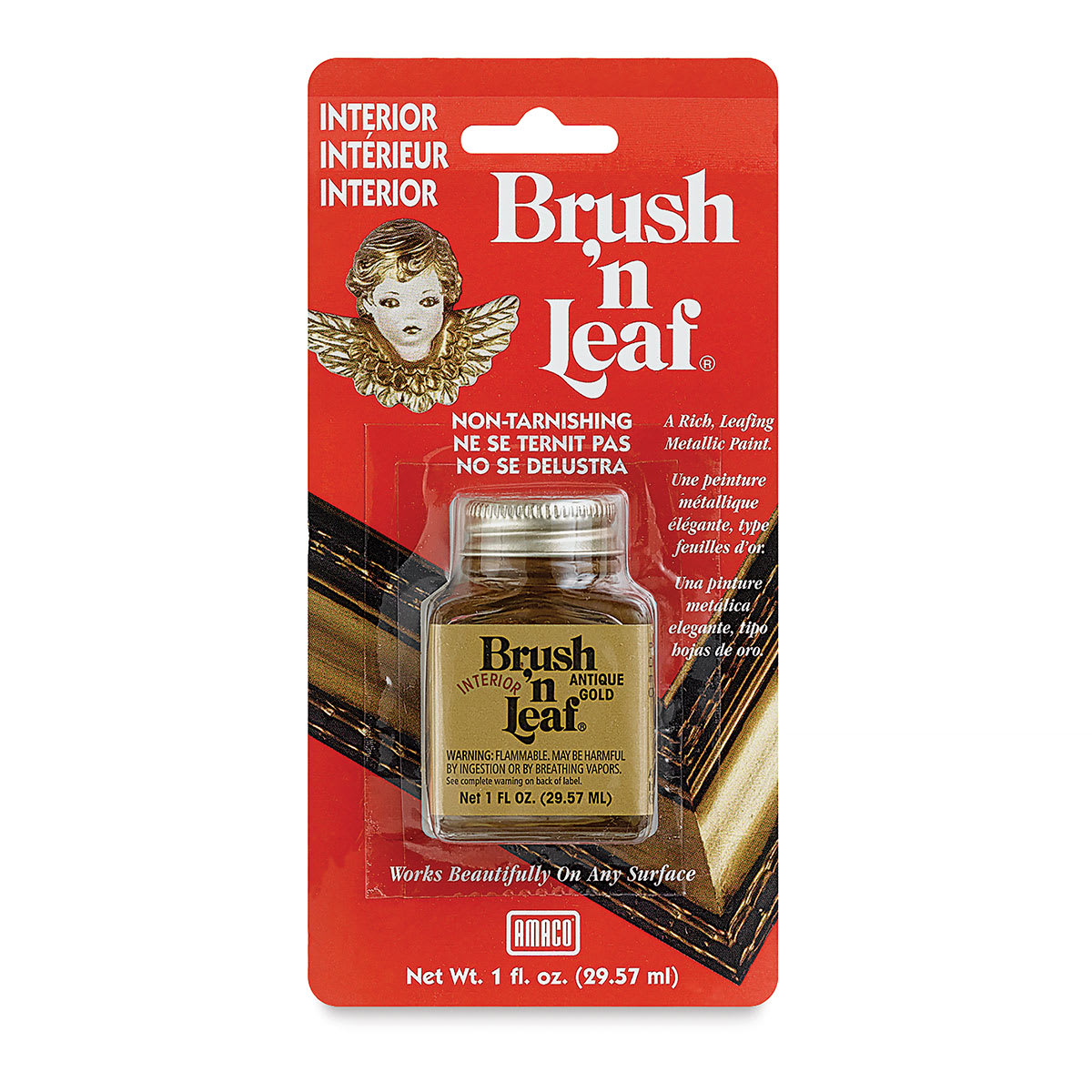 Amaco Brush 'N Leaf Liquid Metallic - 1 oz, Antique Gold, Interior