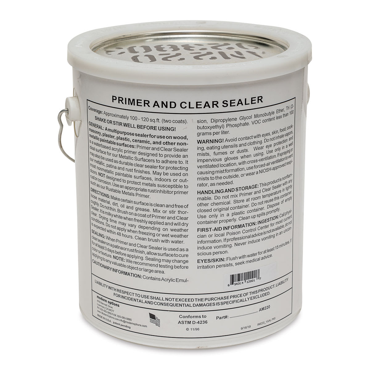 Primo Primer and Sealer - Primer and Clear Sealer, Gallon - back