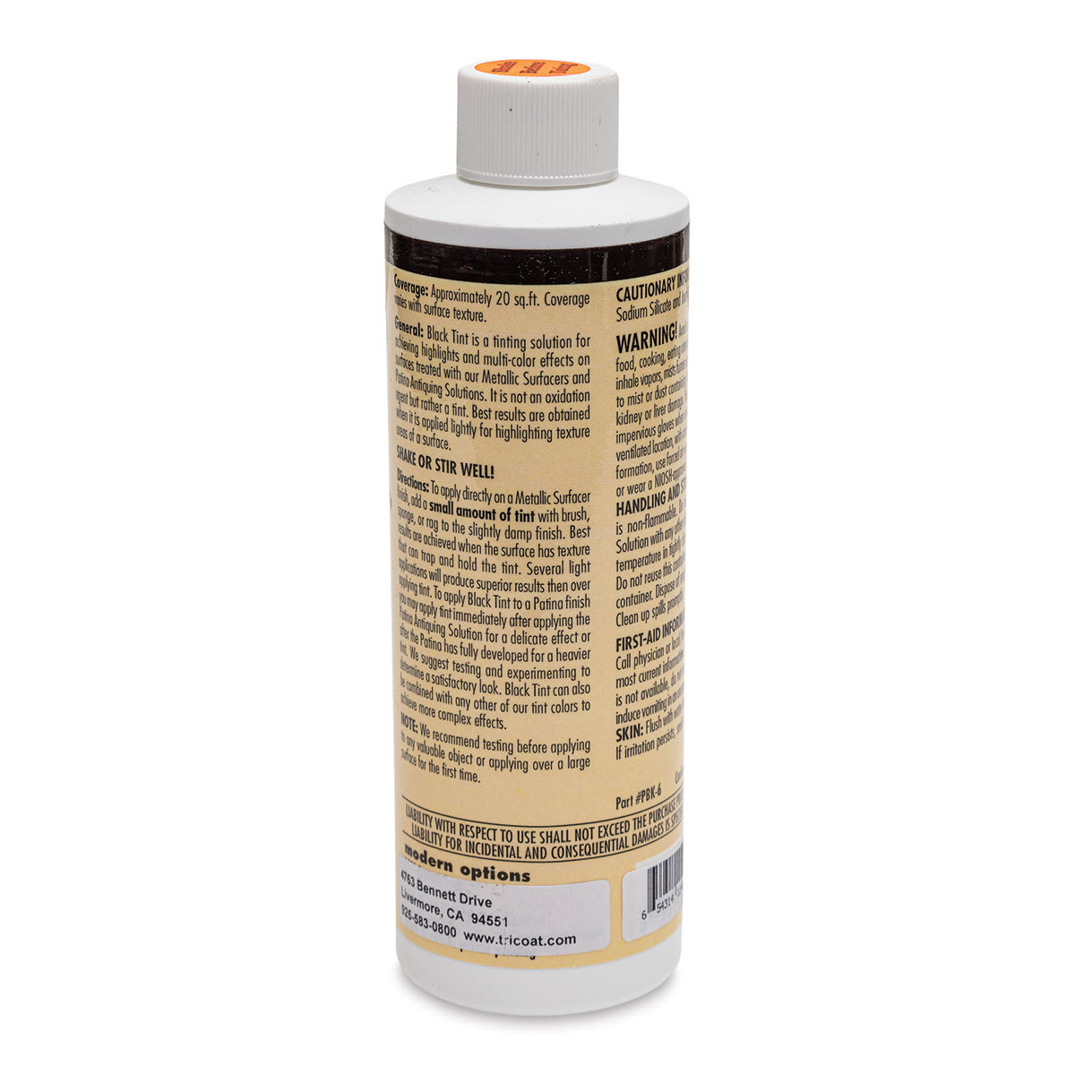 Patina Finish - 8 oz, Patina Black Tinting Solution - back
