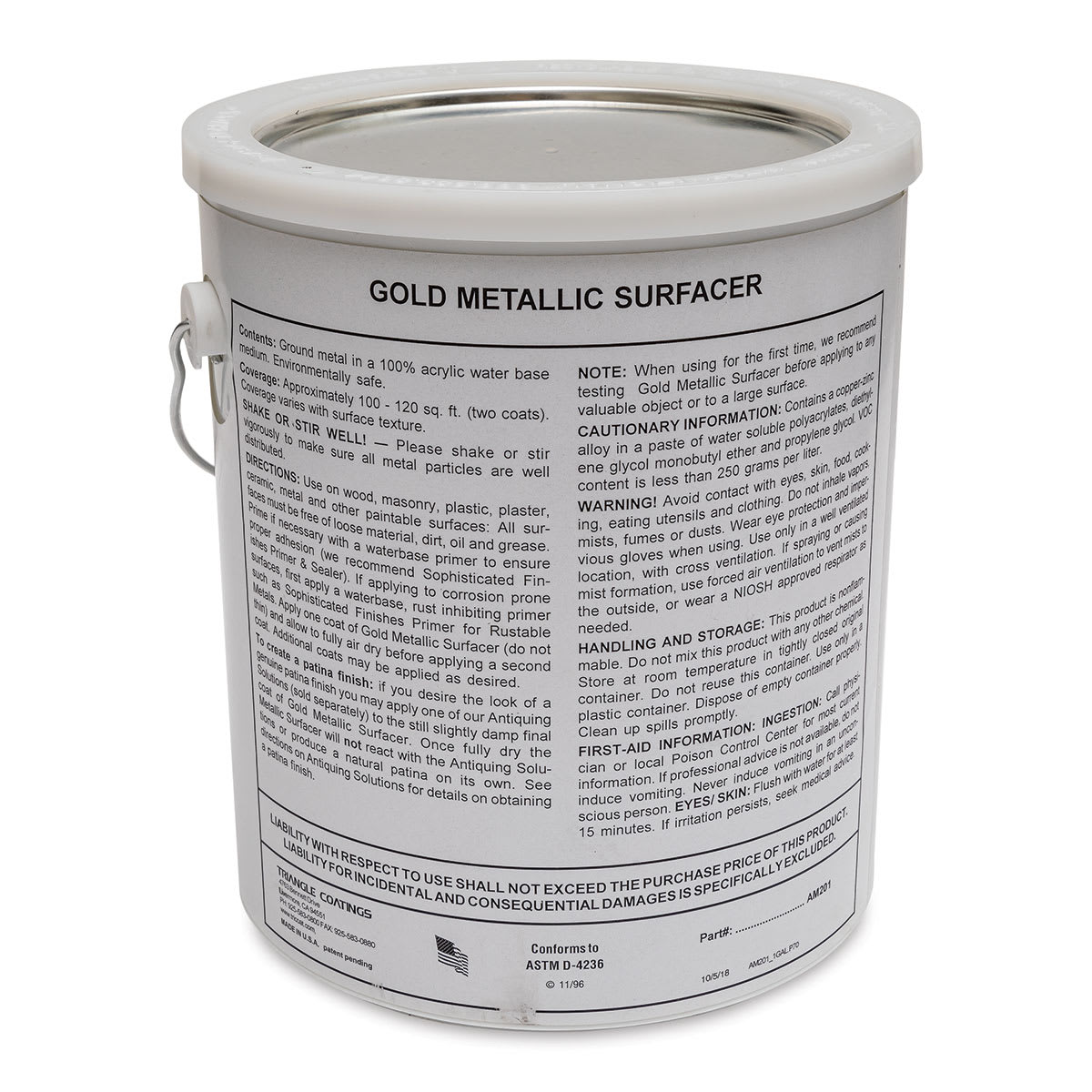 Metallic Surfacer Solution - 128 oz, Gold - back