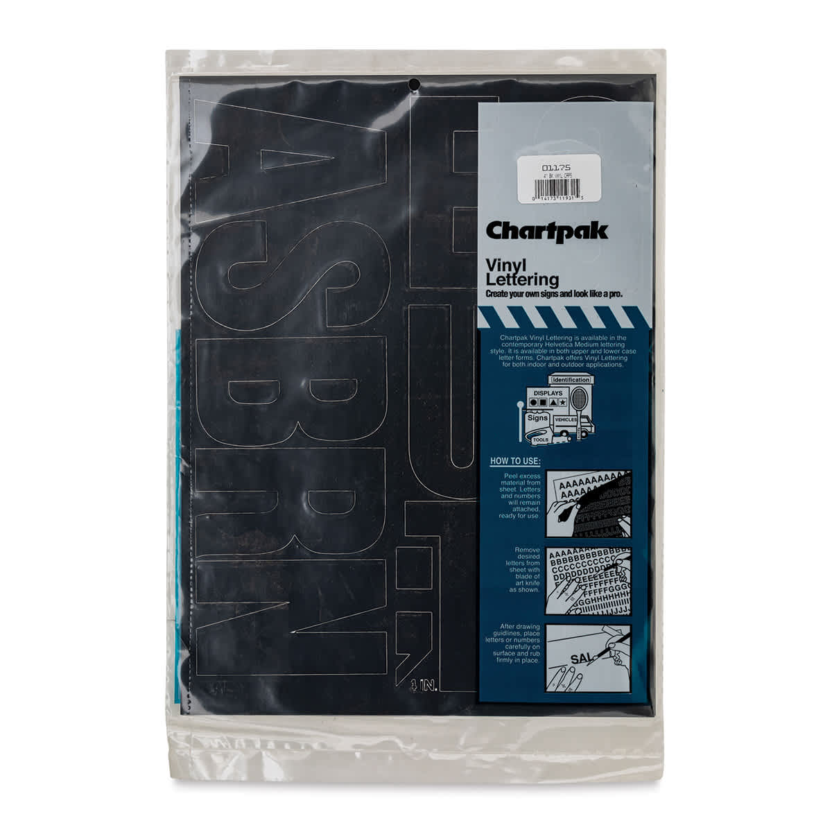 Chartpak Vinyl Letters – 4" Capital Letters, Black - front of packaging
