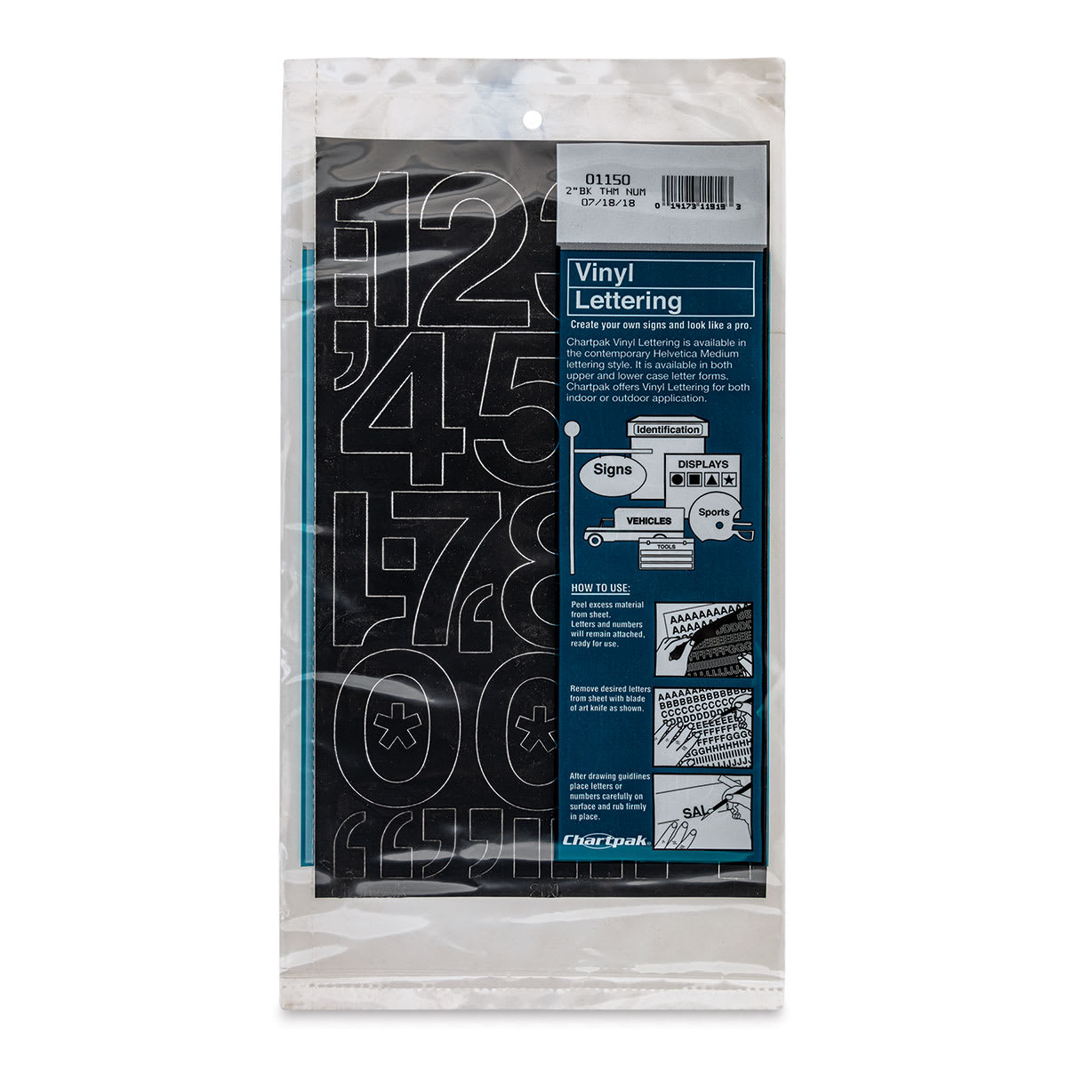 Chartpak Vinyl Numbers - 2" Numbers, Black - front of packaging