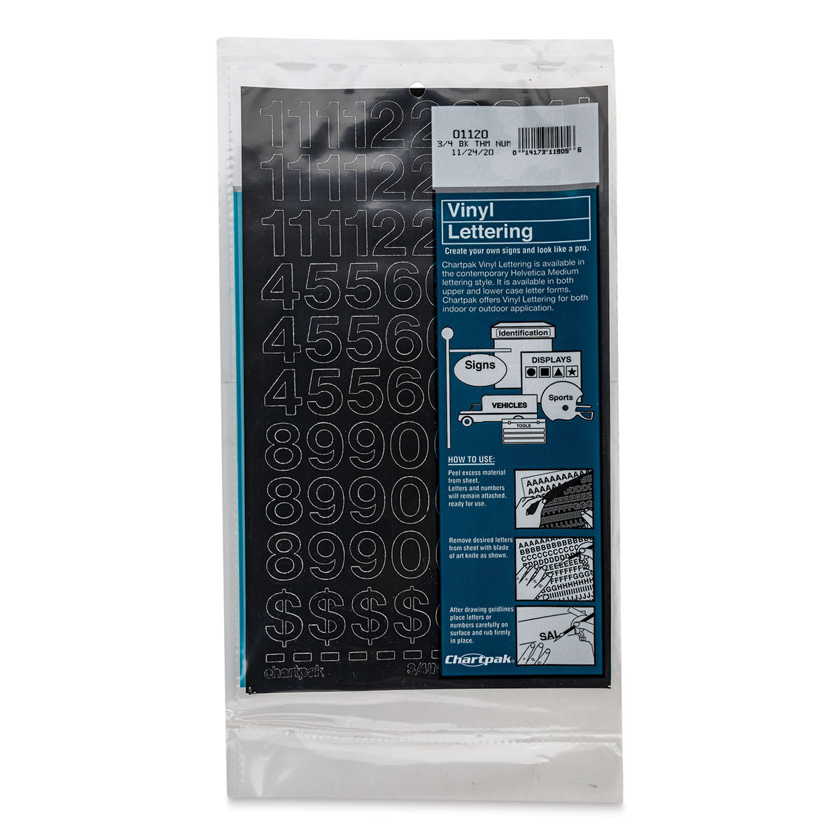 Chartpak Vinyl Numbers - 3/4" Numbers, Black - front of packaging